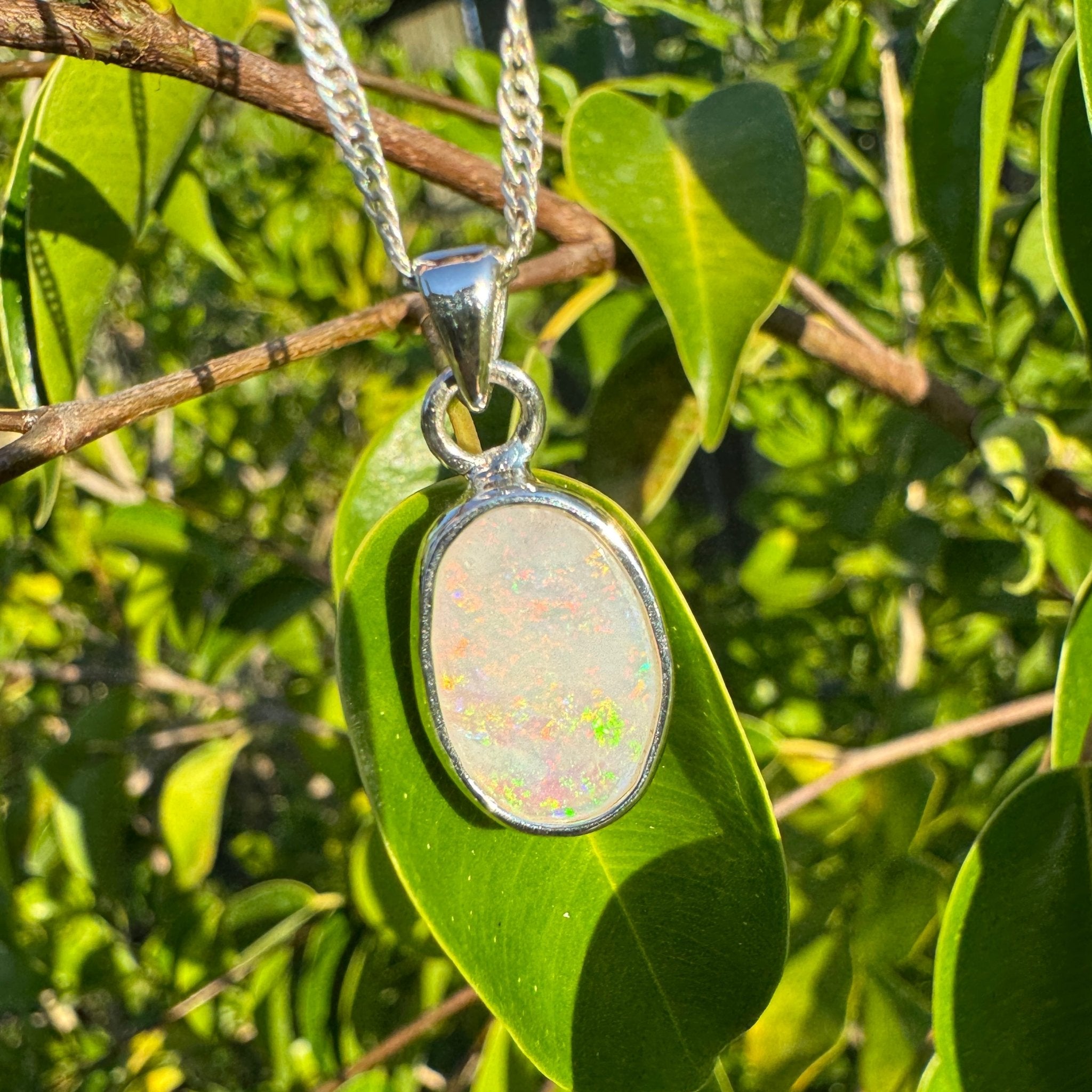 Cape Jervis Edge ~ 1.5ct Solid Coober Pedy Opal 925 Sterling Silver Pendant Necklace