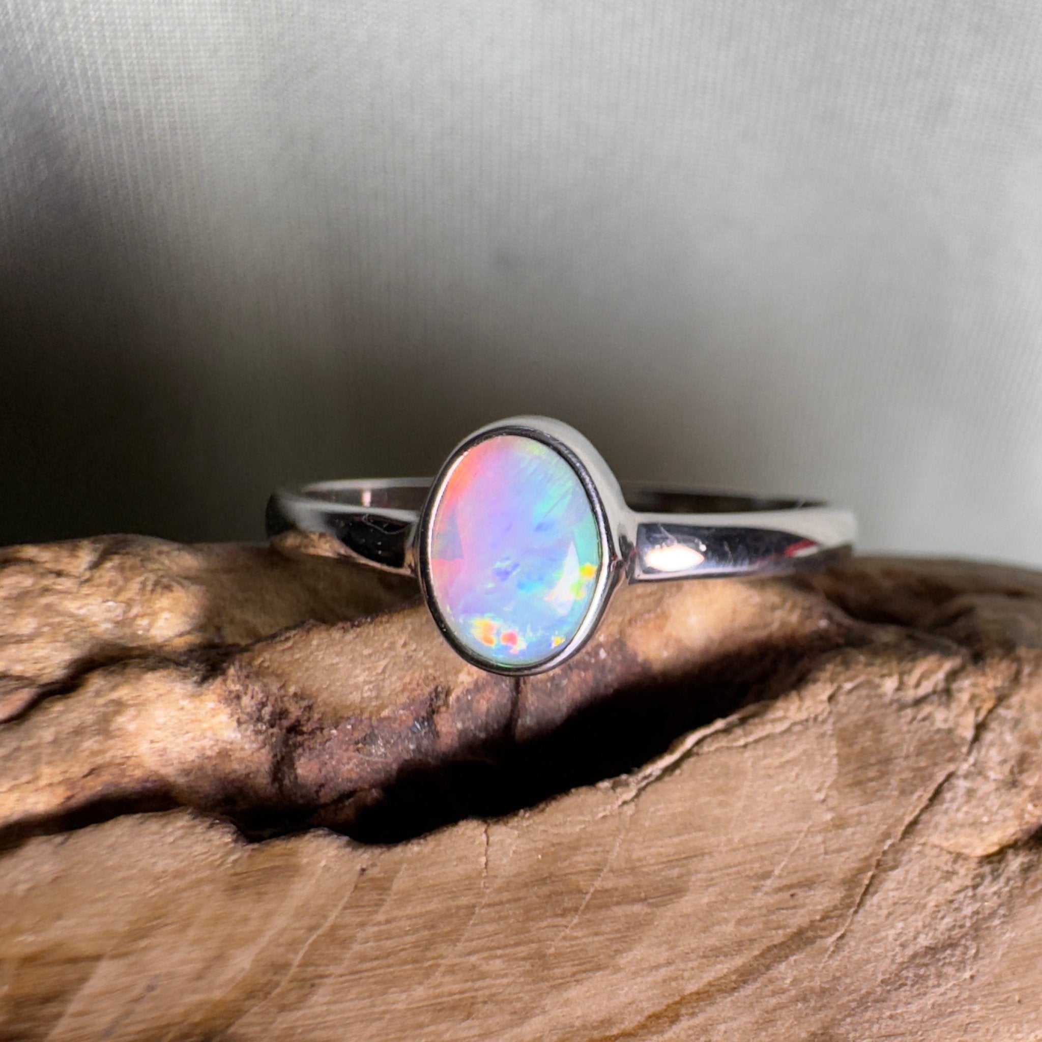 Cape Le Grand Tide – Solid Lightning Ridge Crystal Opal 925 Sterling Silver Ring