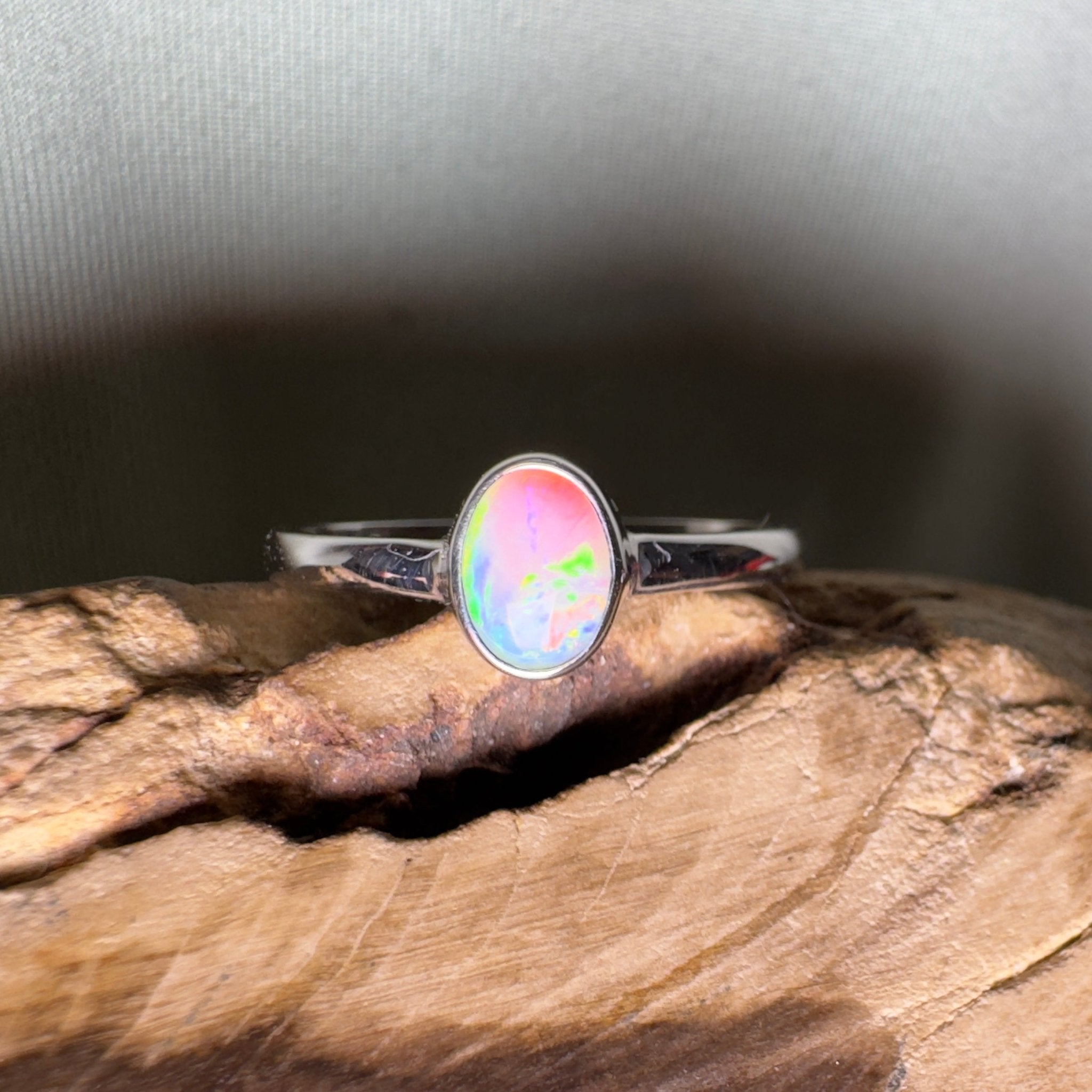 Cape Le Grand Tide – Solid Lightning Ridge Crystal Opal 925 Sterling Silver Ring