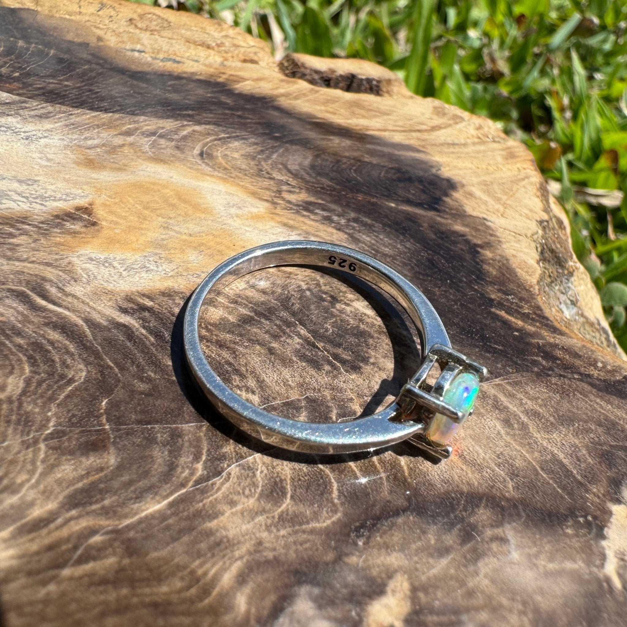 Cape Leveque Tide - 0.5ct Solid Lightning Ridge Crystal Opal Sterling Silver Ring