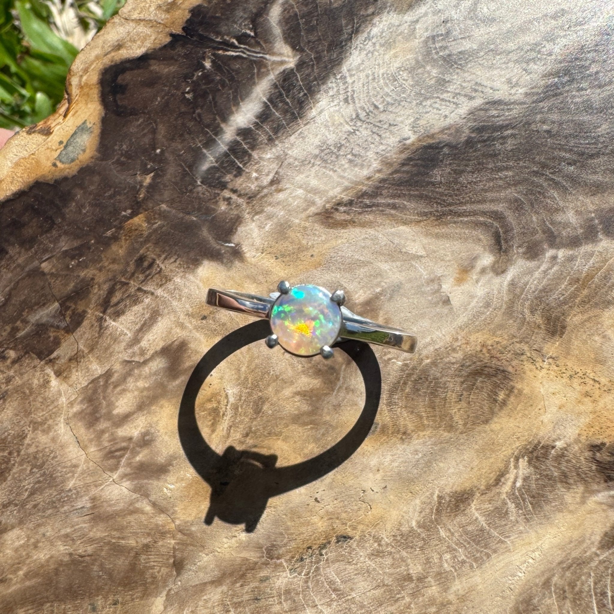 Cape Leveque Tide - 0.5ct Solid Lightning Ridge Crystal Opal Sterling Silver Ring