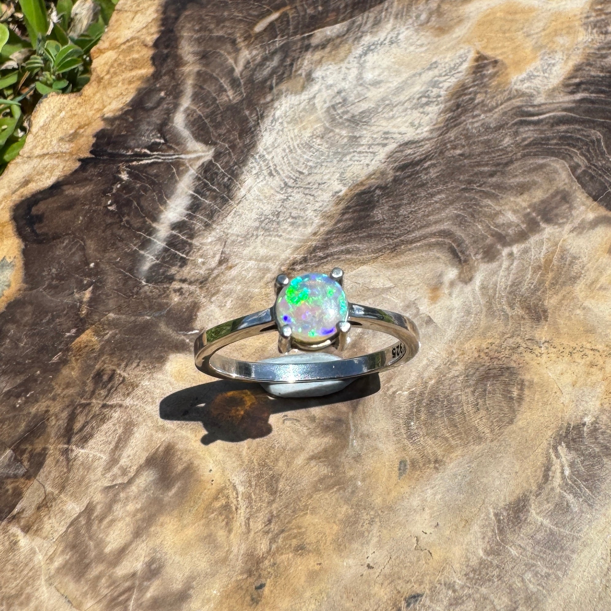 Cape Leveque Tide - 0.5ct Solid Lightning Ridge Crystal Opal Sterling Silver Ring