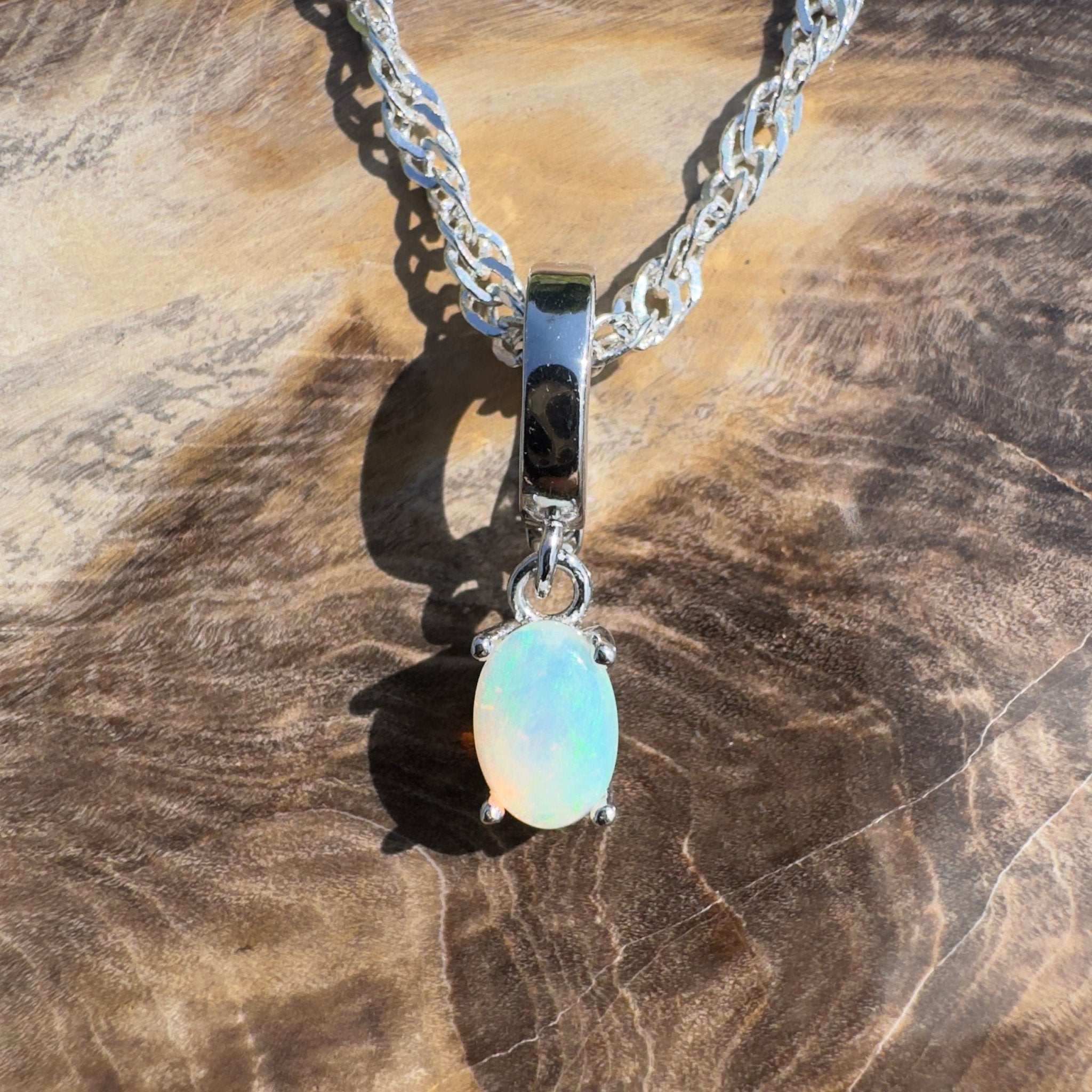Cape Leveque Waters ~ 0.3ct Lightning Ridge Opal 925 Silver Pendant