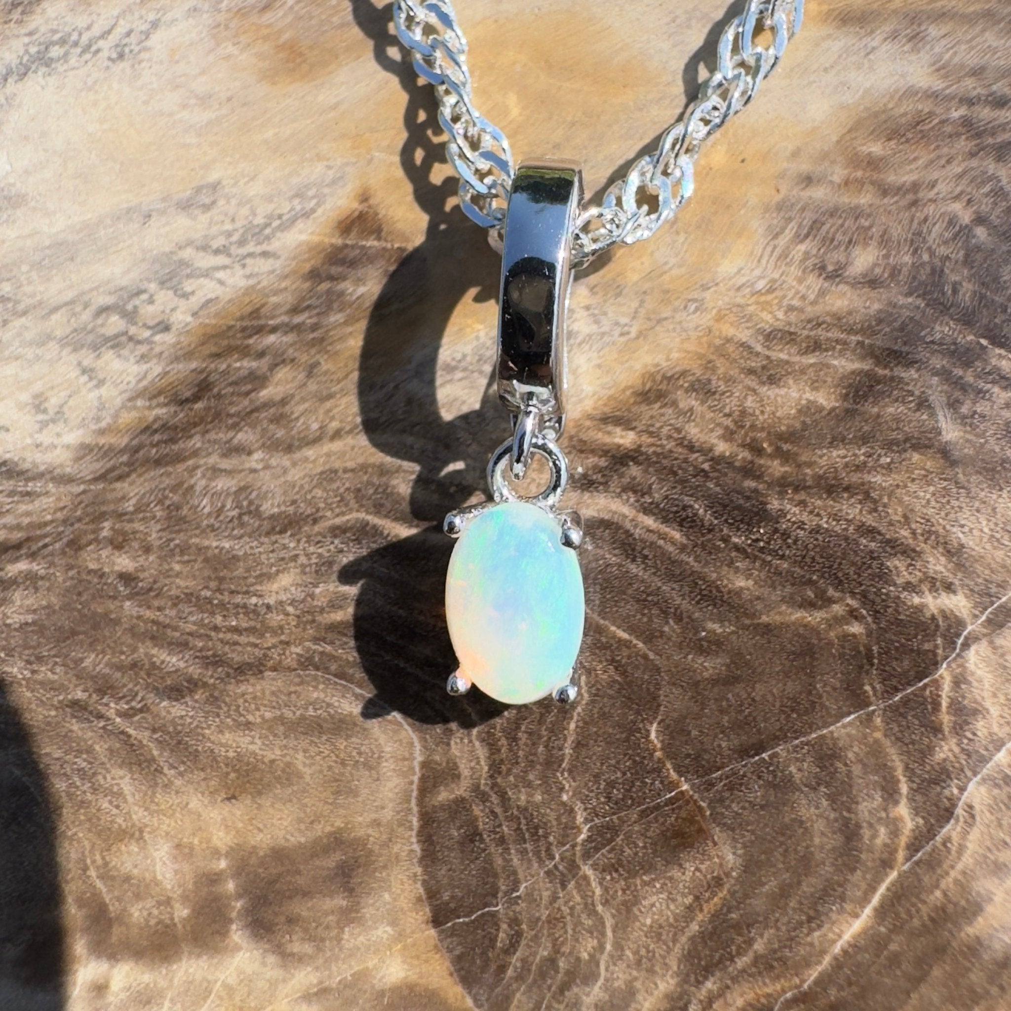 Cape Leveque Waters ~ 0.3ct Lightning Ridge Opal 925 Silver Pendant