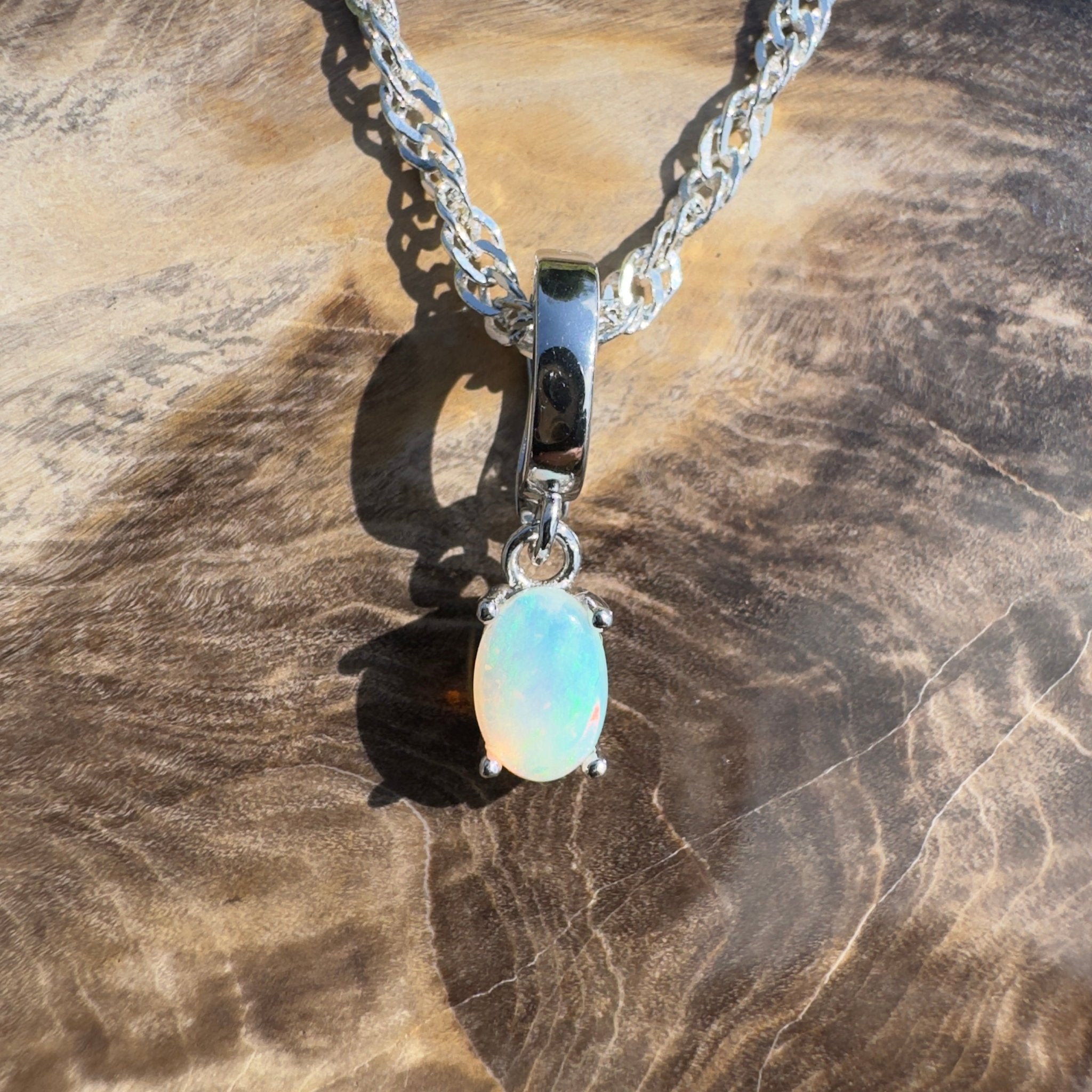 Cape Leveque Waters ~ 0.3ct Lightning Ridge Opal 925 Silver Pendant