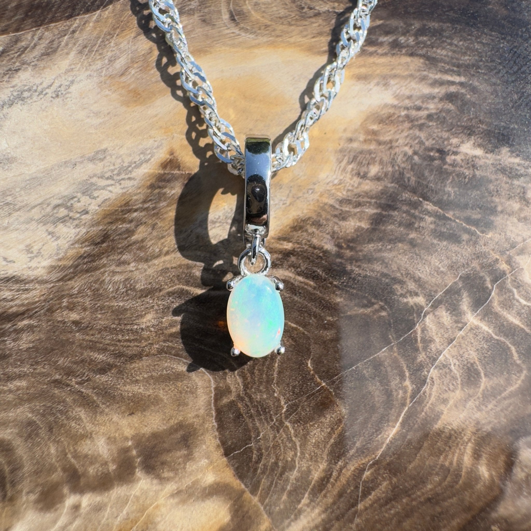 Cape Leveque Waters ~ 0.3ct Lightning Ridge Opal 925 Silver Pendant