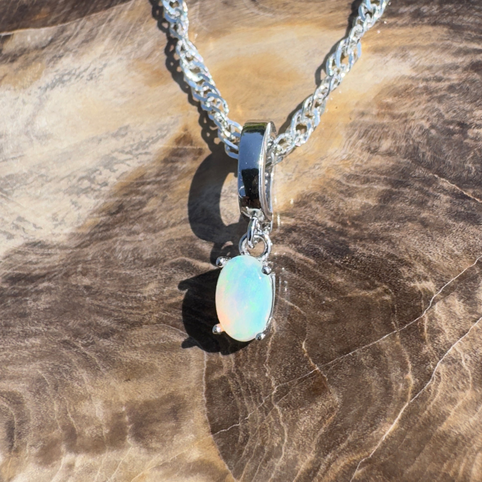 Cape Leveque Waters ~ 0.3ct Lightning Ridge Opal 925 Silver Pendant