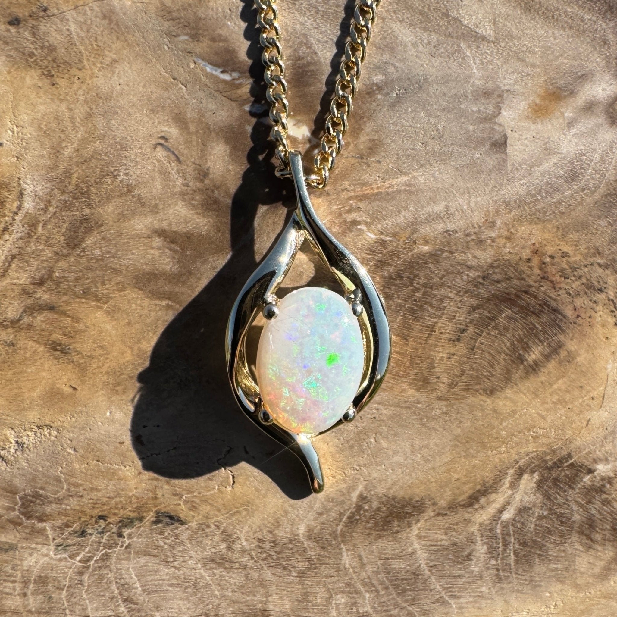 Cape Otway Prism ~ 9ct Solid Gold 0.5ct Coober Pedy Opal Pendant