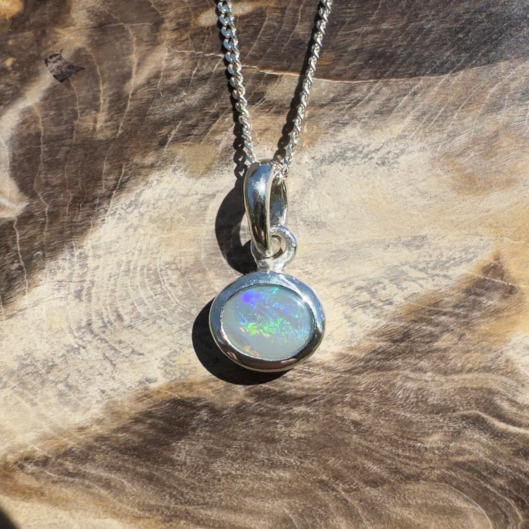 Cape Peron Drift ~ 0.4ct Lightning Ridge Opal 925 Silver Pendant