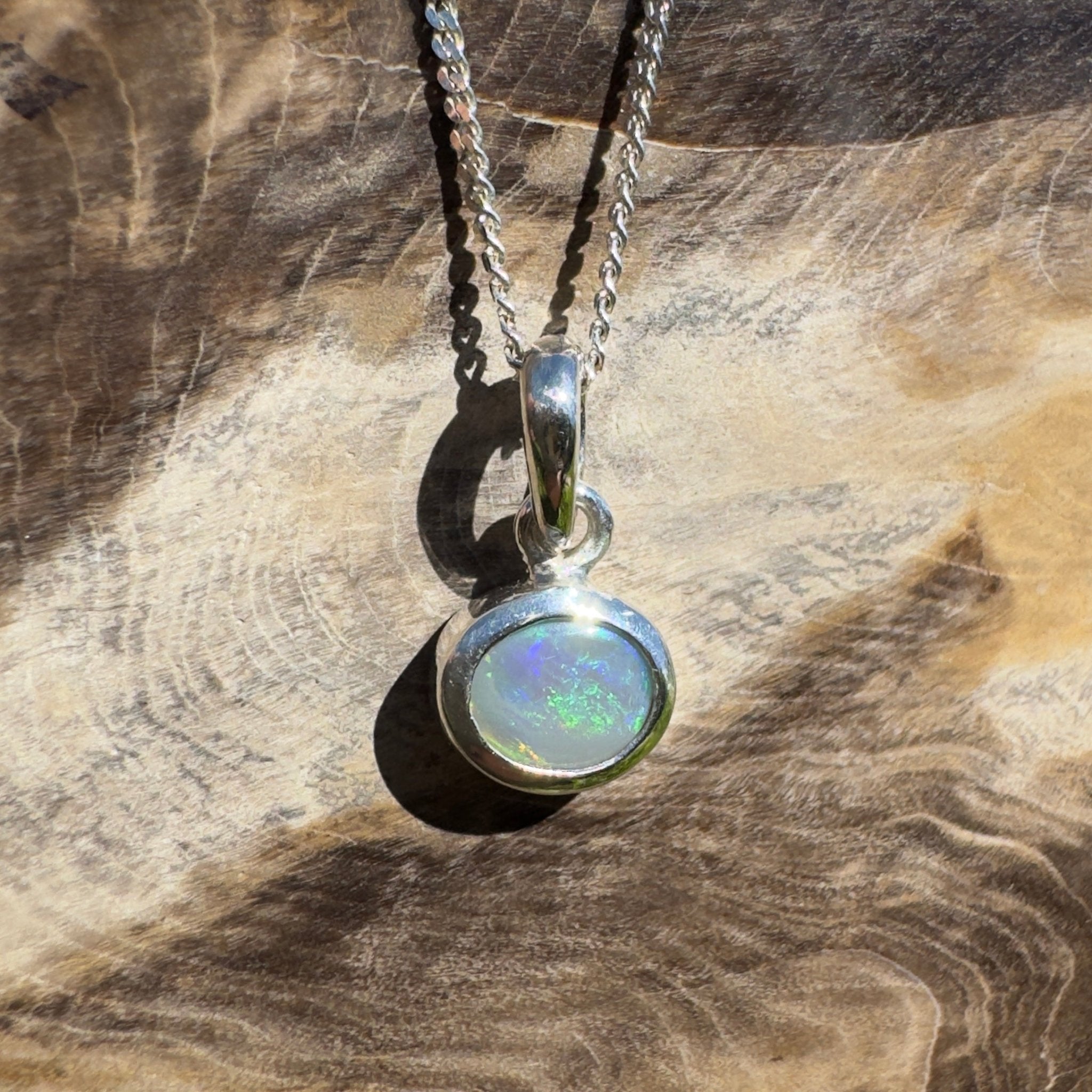 Cape Peron Drift ~ 0.4ct Lightning Ridge Opal 925 Silver Pendant