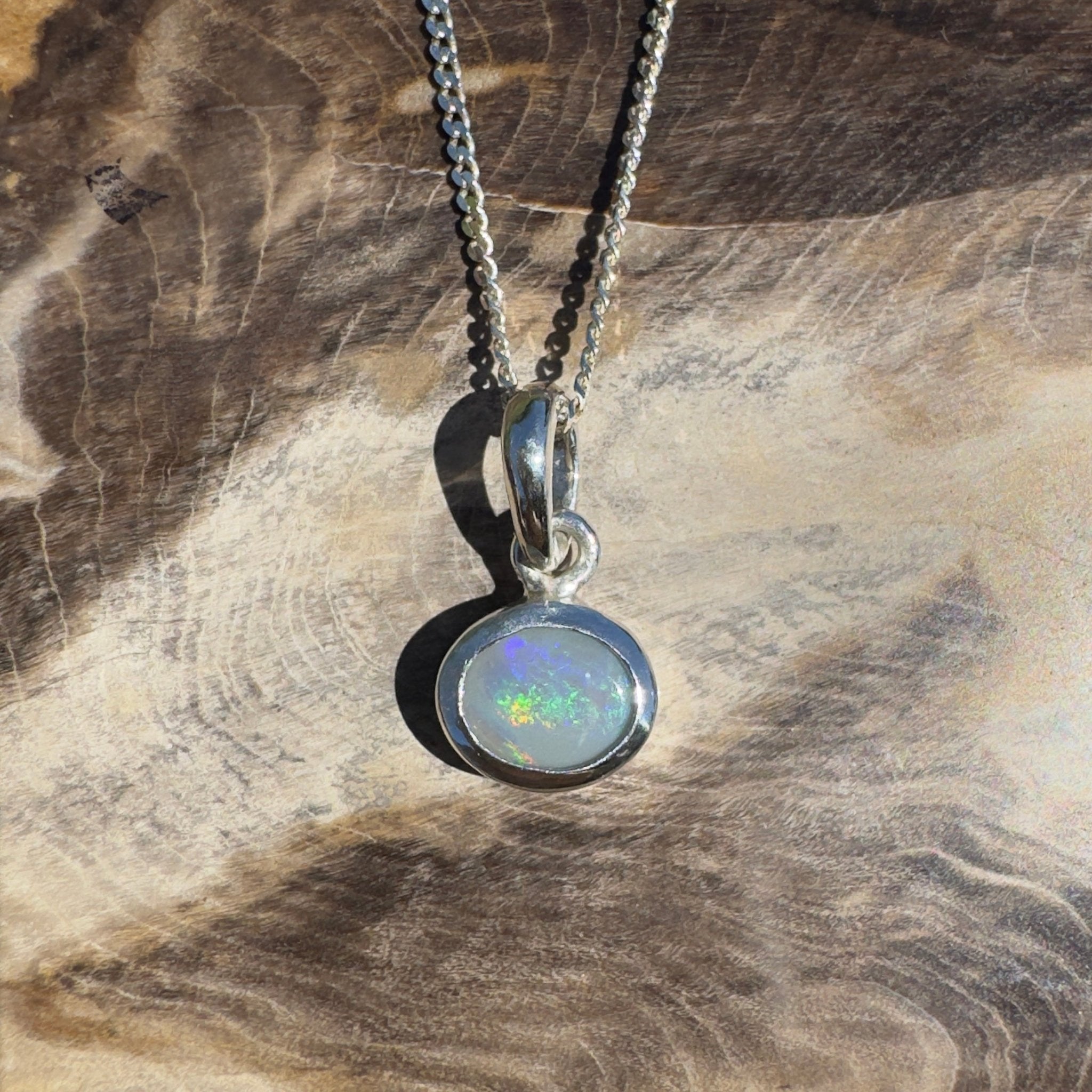 Cape Peron Drift ~ 0.4ct Lightning Ridge Opal 925 Silver Pendant