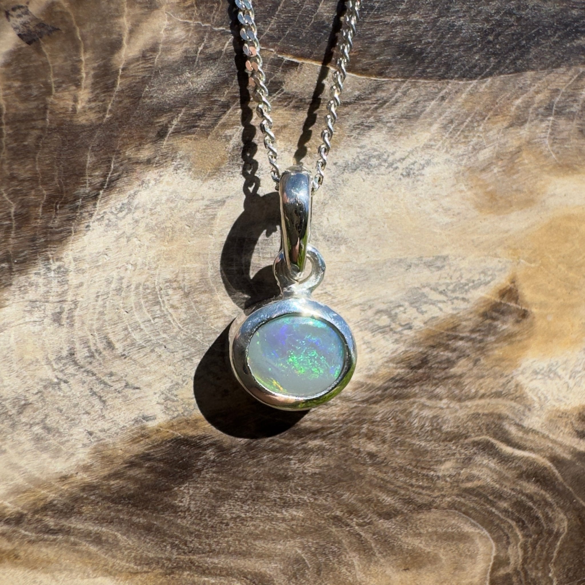 Cape Peron Drift ~ 0.4ct Lightning Ridge Opal 925 Silver Pendant