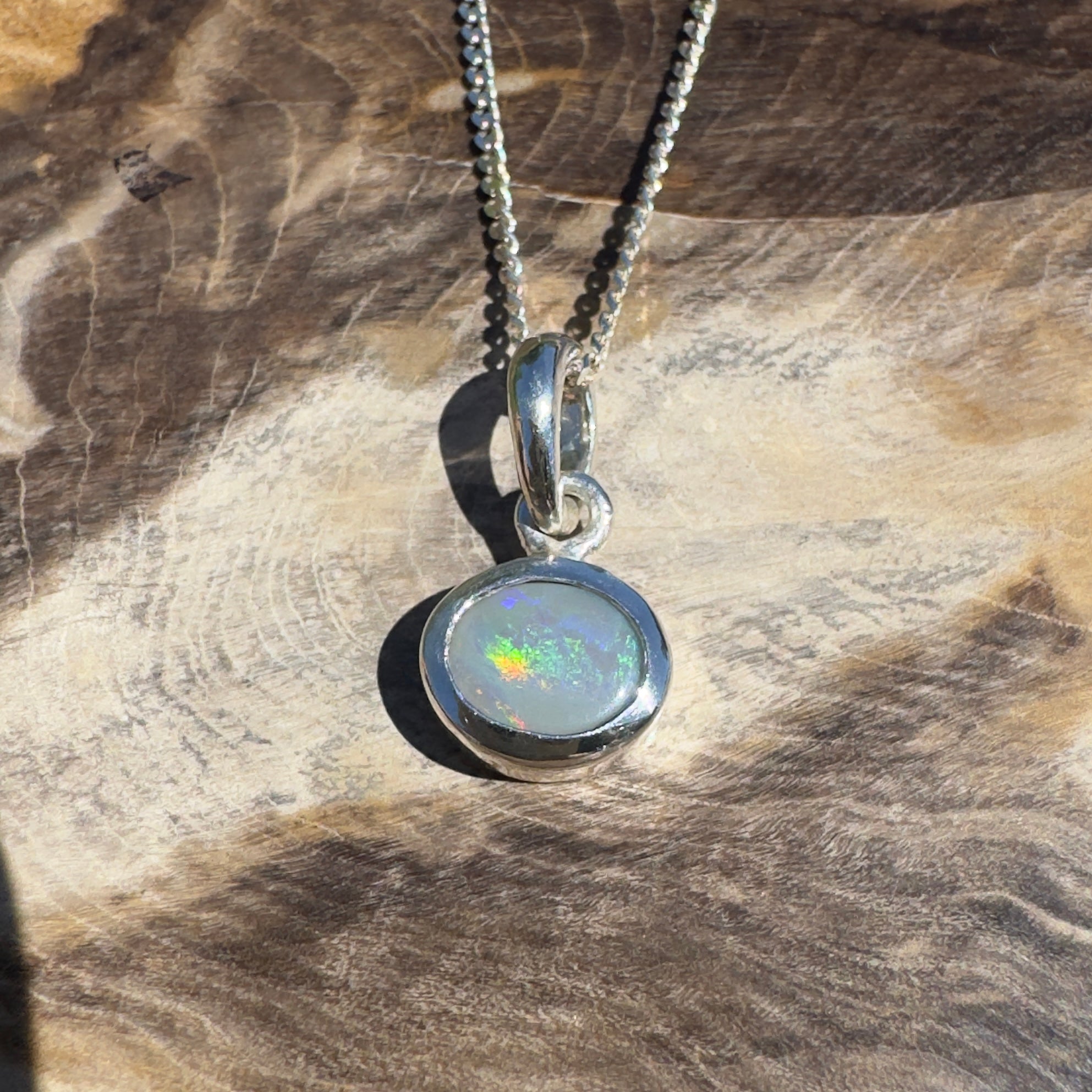 Cape Peron Drift ~ 0.4ct Lightning Ridge Opal 925 Silver Pendant