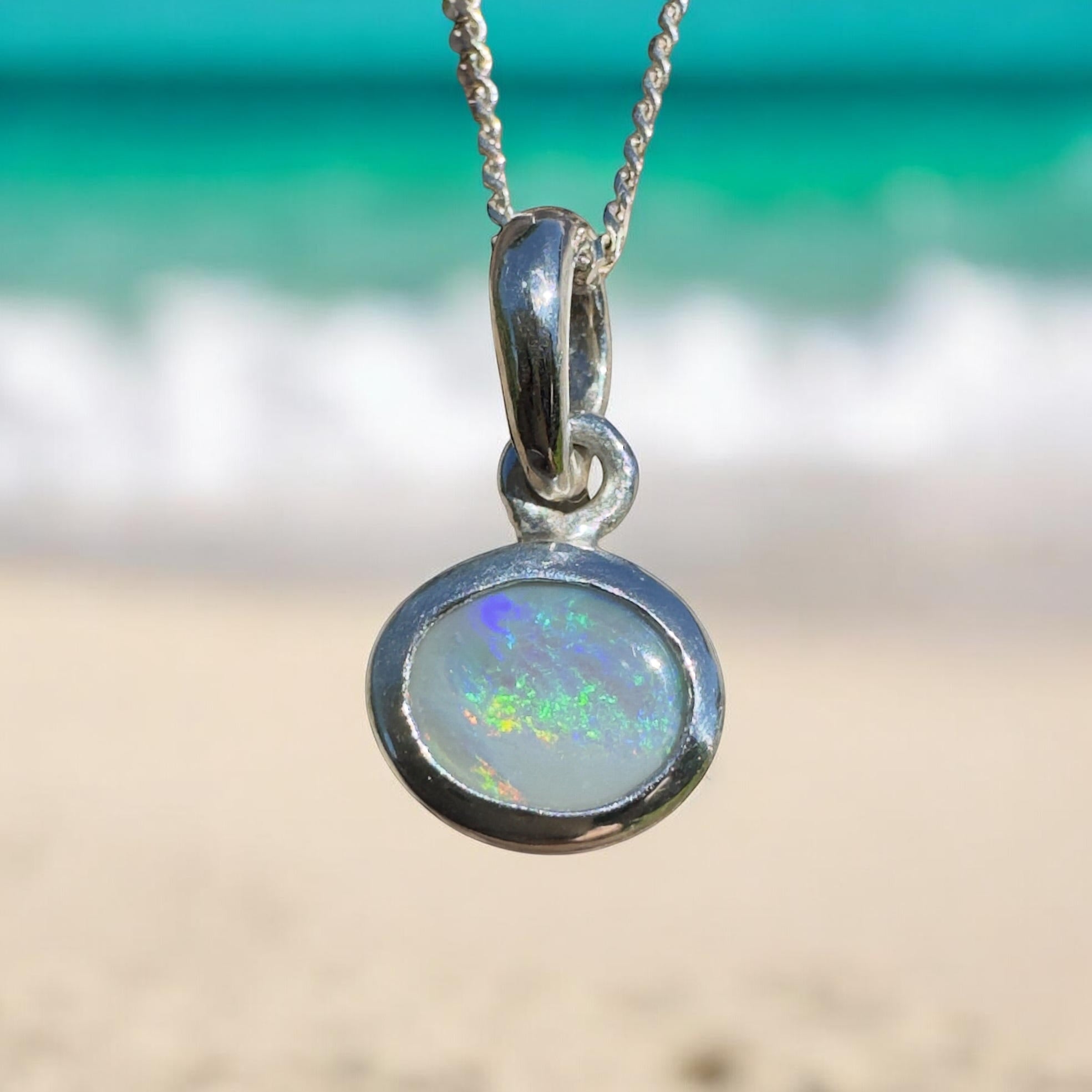 Cape Peron Drift ~ 0.4ct Lightning Ridge Opal 925 Silver Pendant