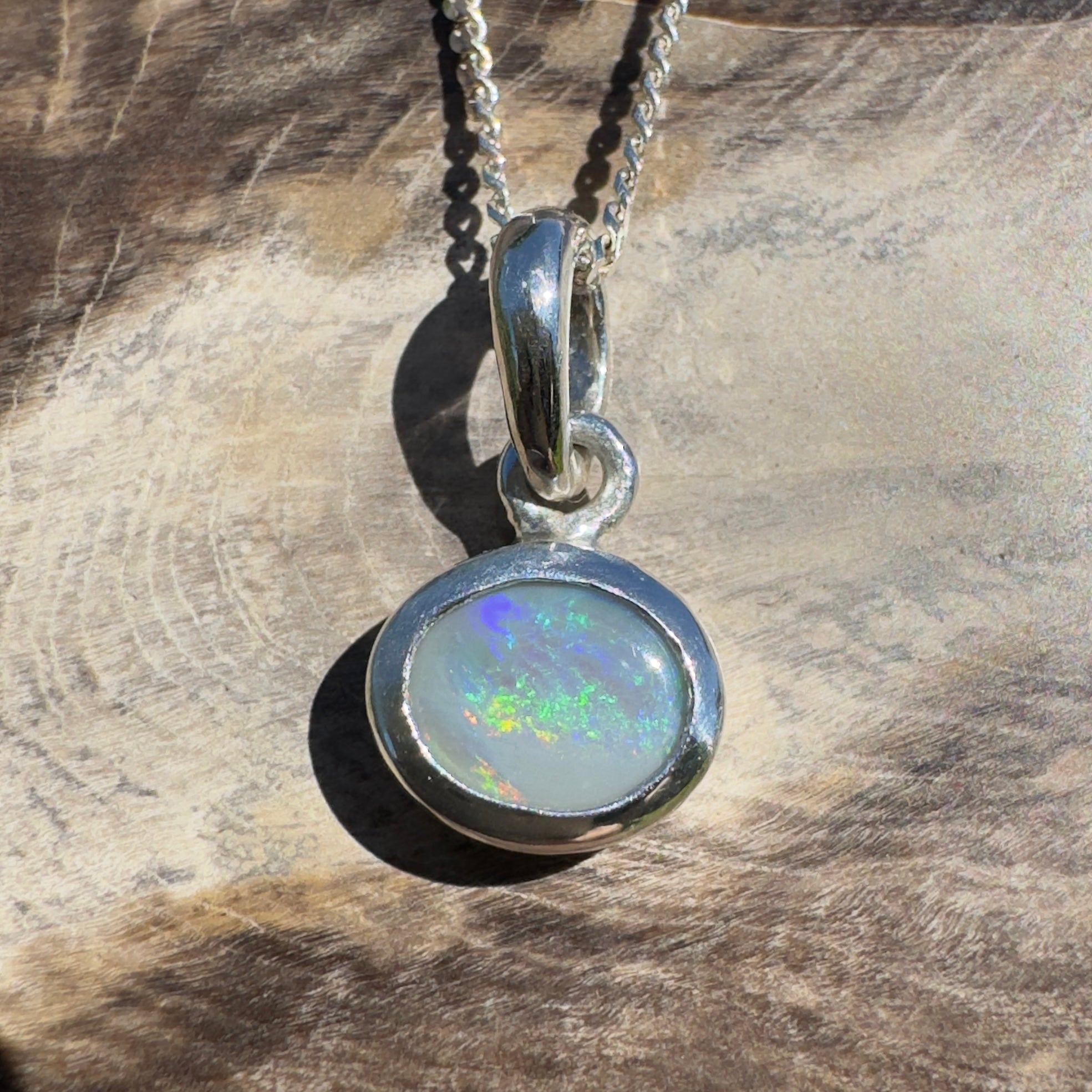 Cape Peron Drift ~ 0.4ct Lightning Ridge Opal 925 Silver Pendant