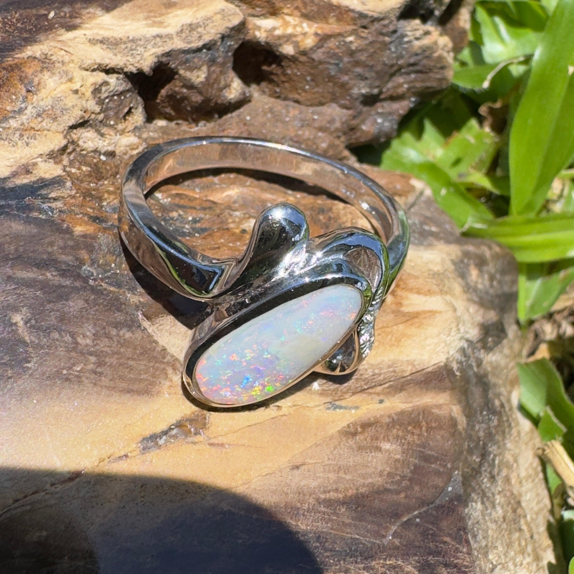 Cape Range Lumiere ~ 2.4ct Solid Coober Pedy Opal 925 Silver Ring