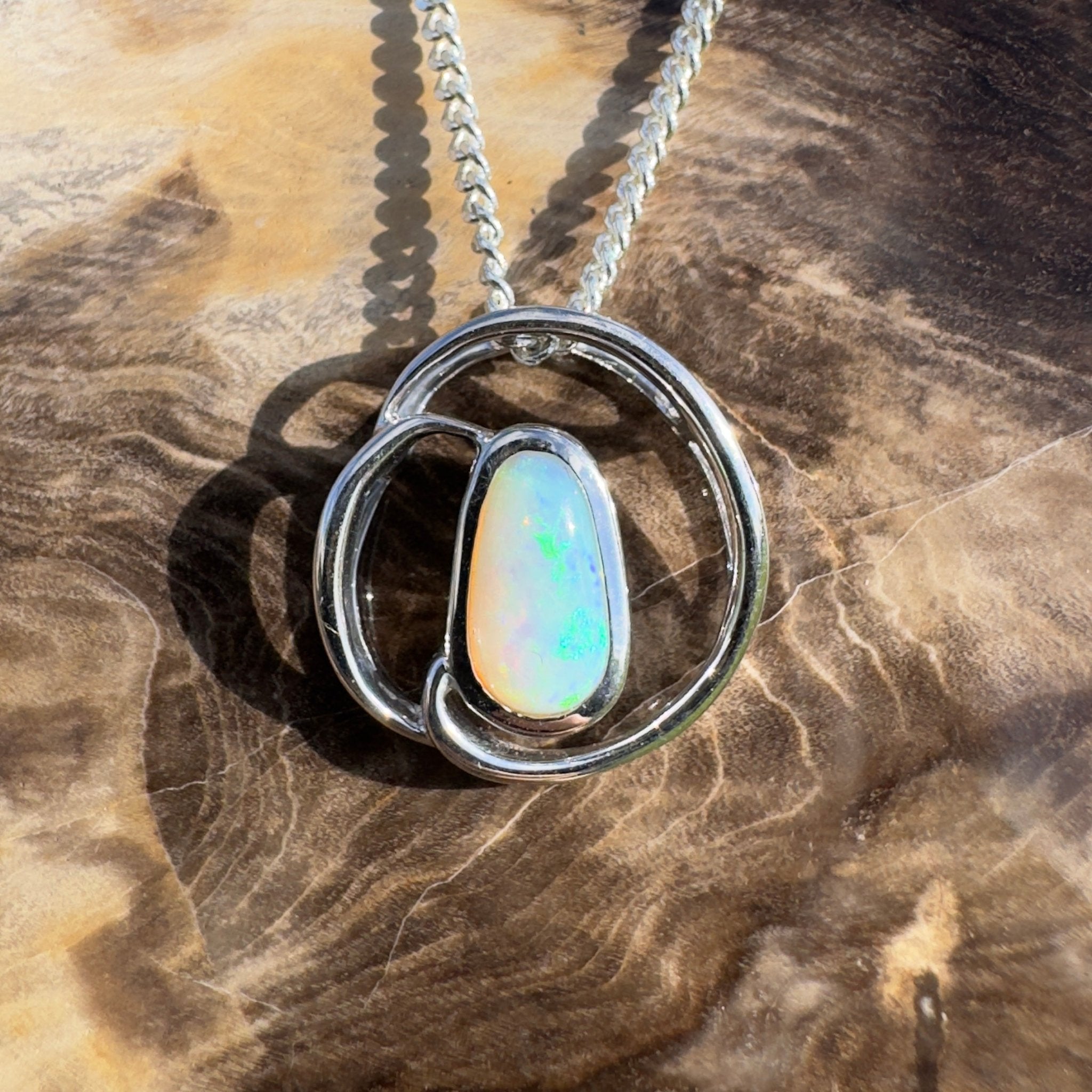 Cape Range Surf ~ 1ct Solid Coober Pedy Crystal Opal 925 Sterling Silver Pendant Necklace