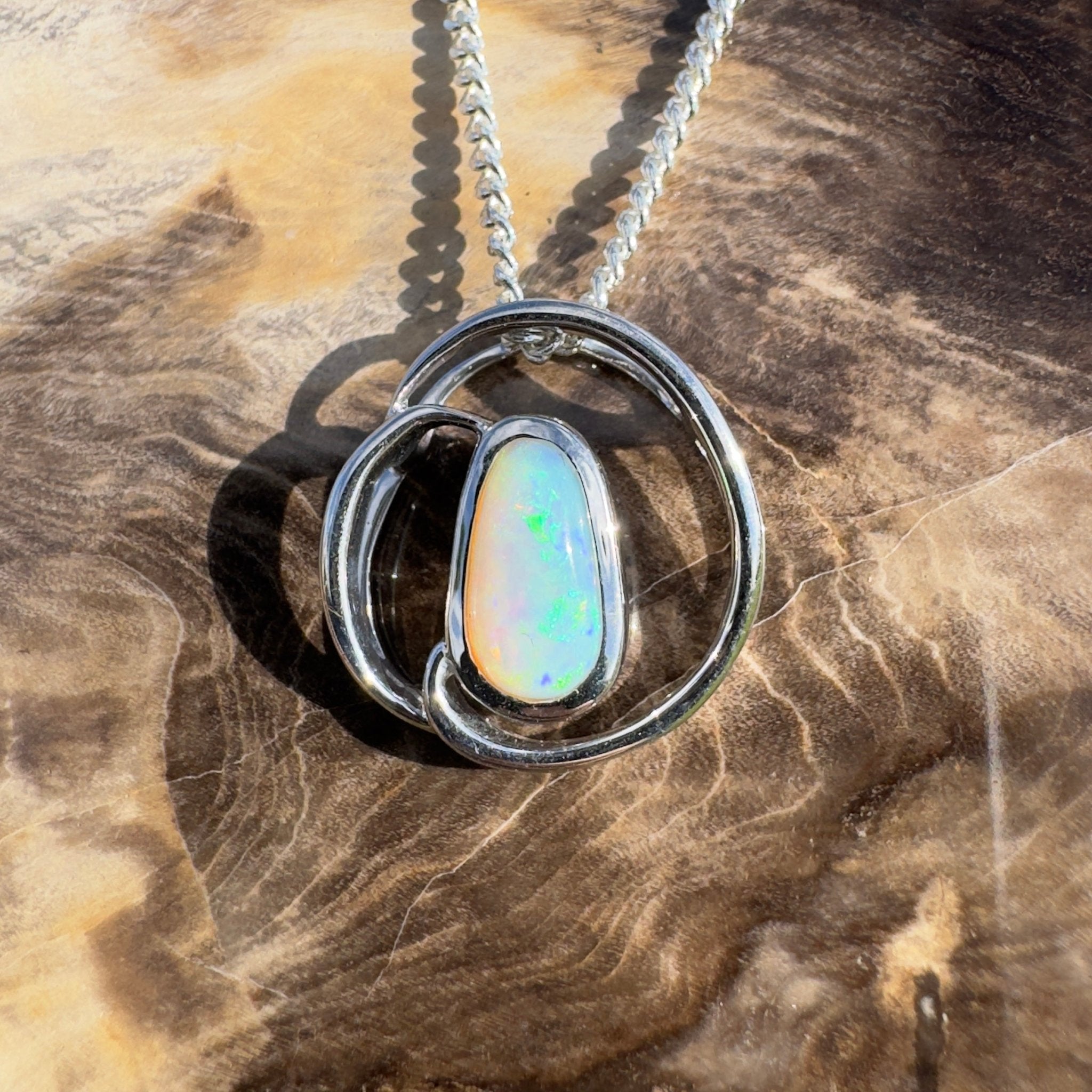 Cape Range Surf ~ 1ct Solid Coober Pedy Crystal Opal 925 Sterling Silver Pendant Necklace