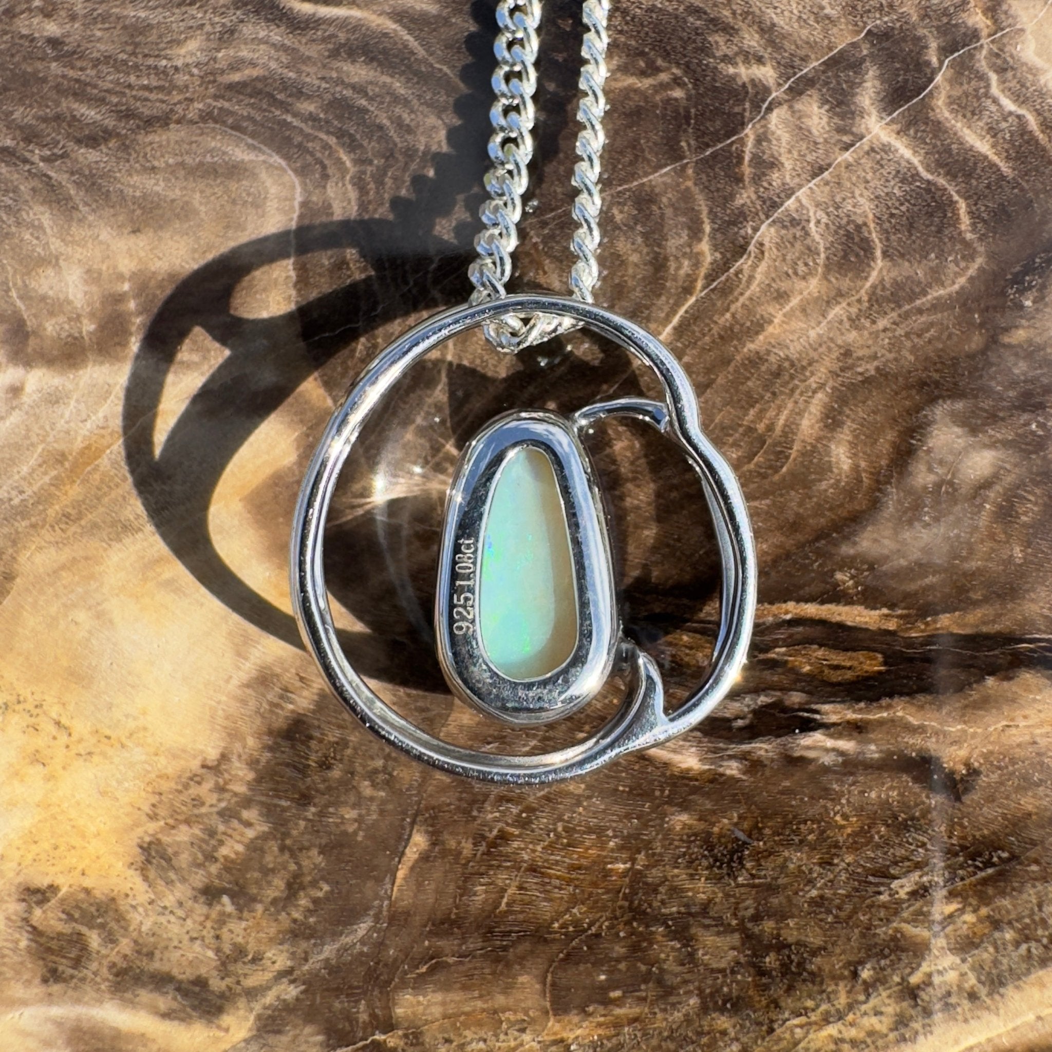 Cape Range Surf ~ 1ct Solid Coober Pedy Crystal Opal 925 Sterling Silver Pendant Necklace
