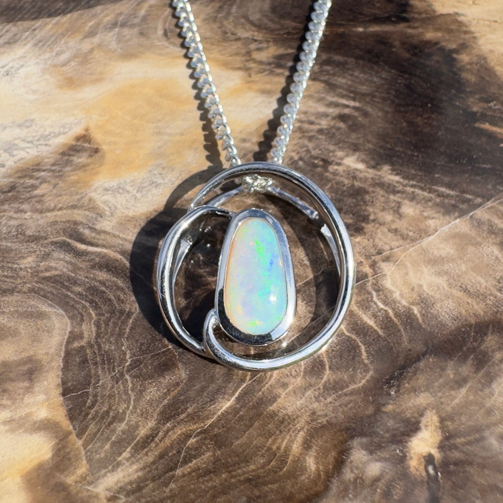 Cape Range Surf ~ 1ct Solid Coober Pedy Crystal Opal 925 Sterling Silver Pendant Necklace