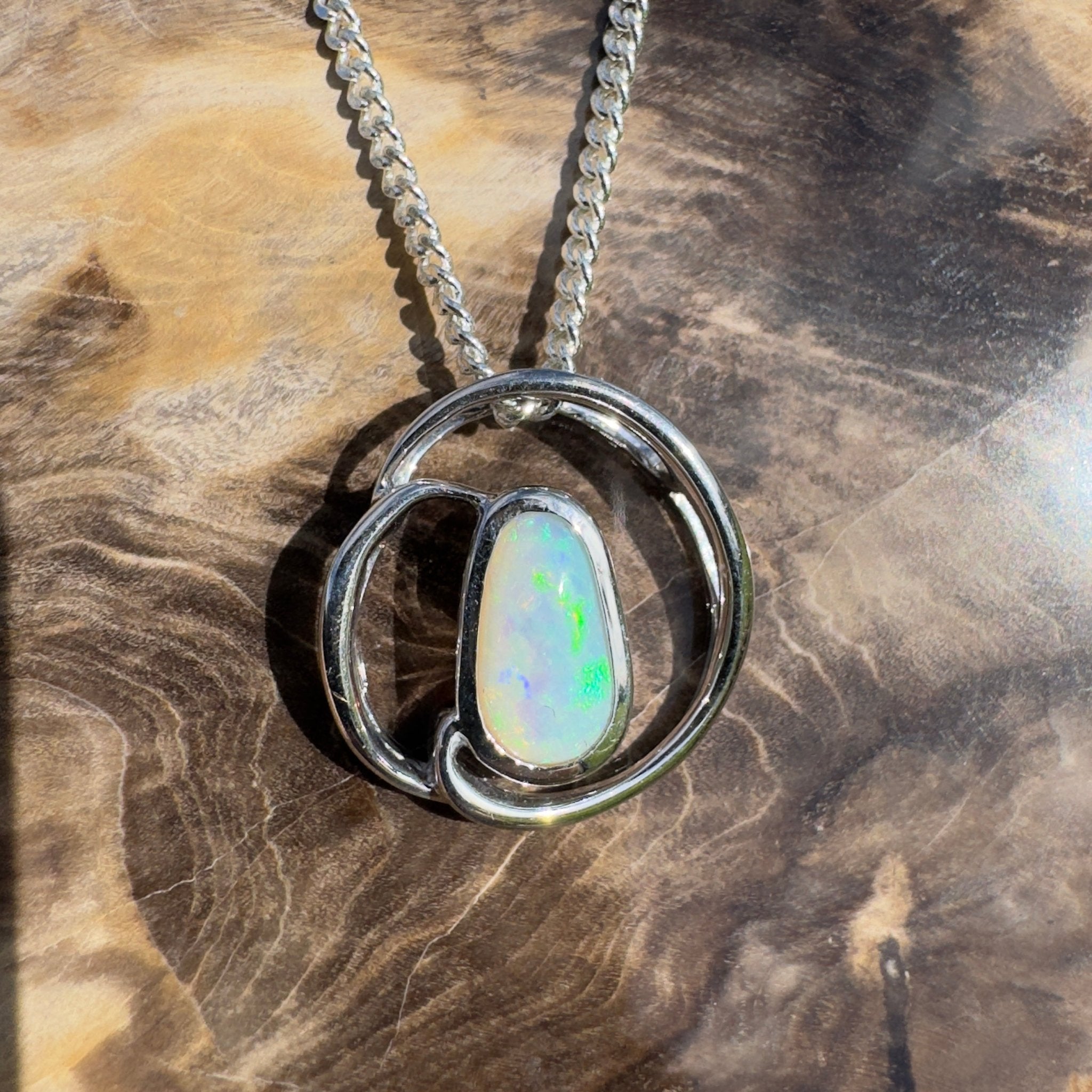 Cape Range Surf ~ 1ct Solid Coober Pedy Crystal Opal 925 Sterling Silver Pendant Necklace