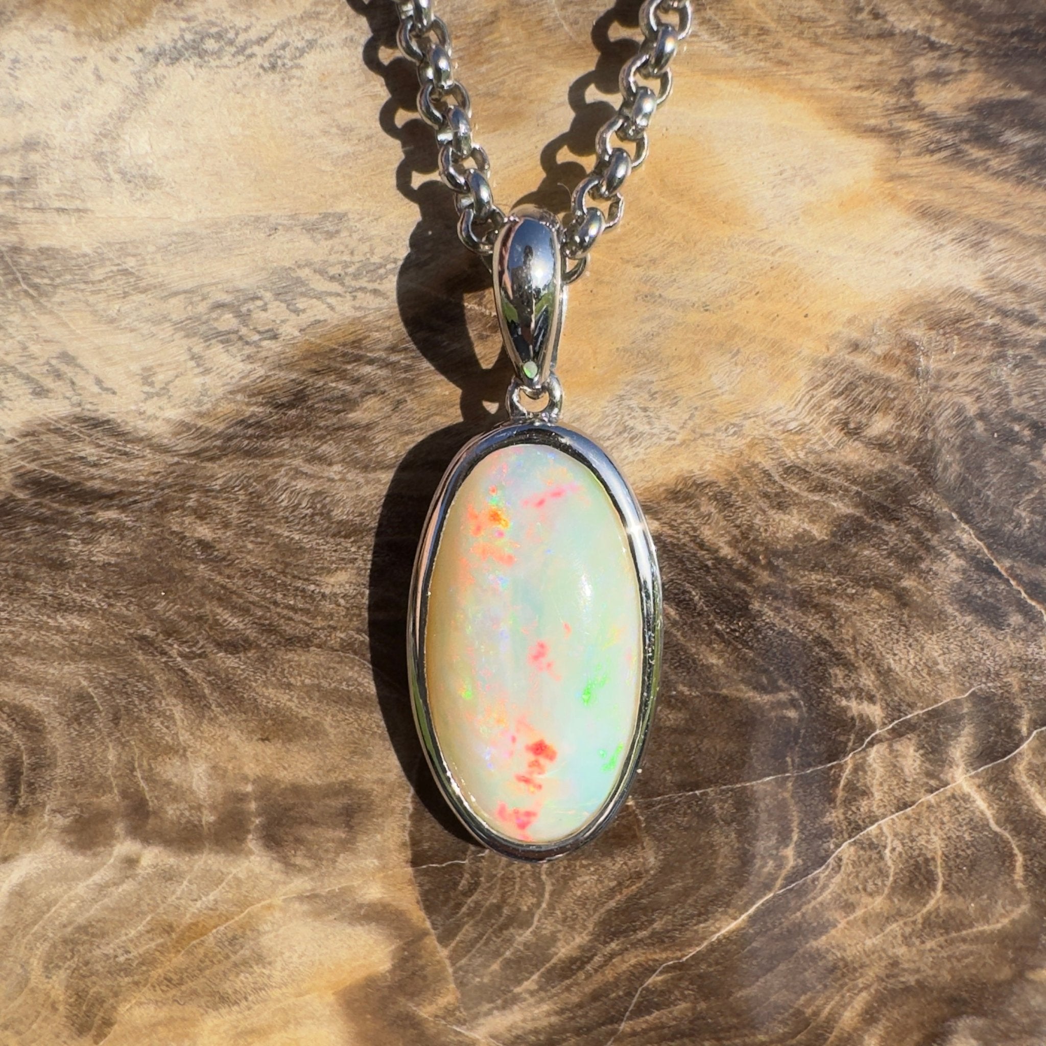 Cape Tribulation Colourfall ~ 4ct Coober Pedy Opal 925 Silver Pendant