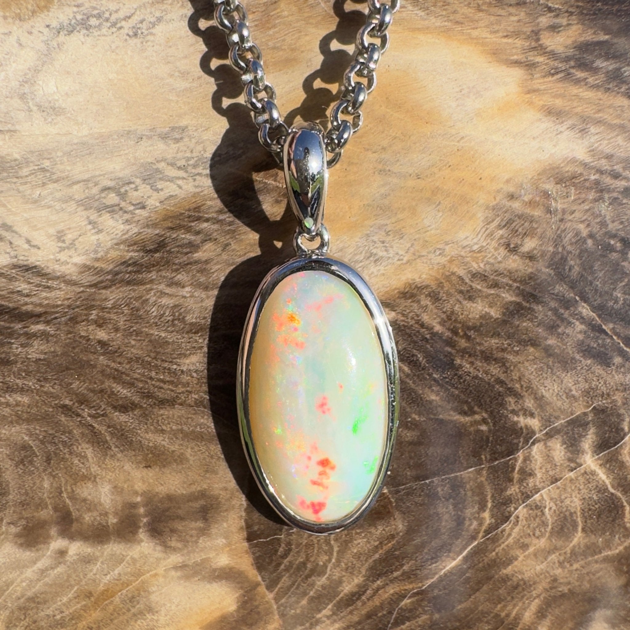 Cape Tribulation Colourfall ~ 4ct Coober Pedy Opal 925 Silver Pendant