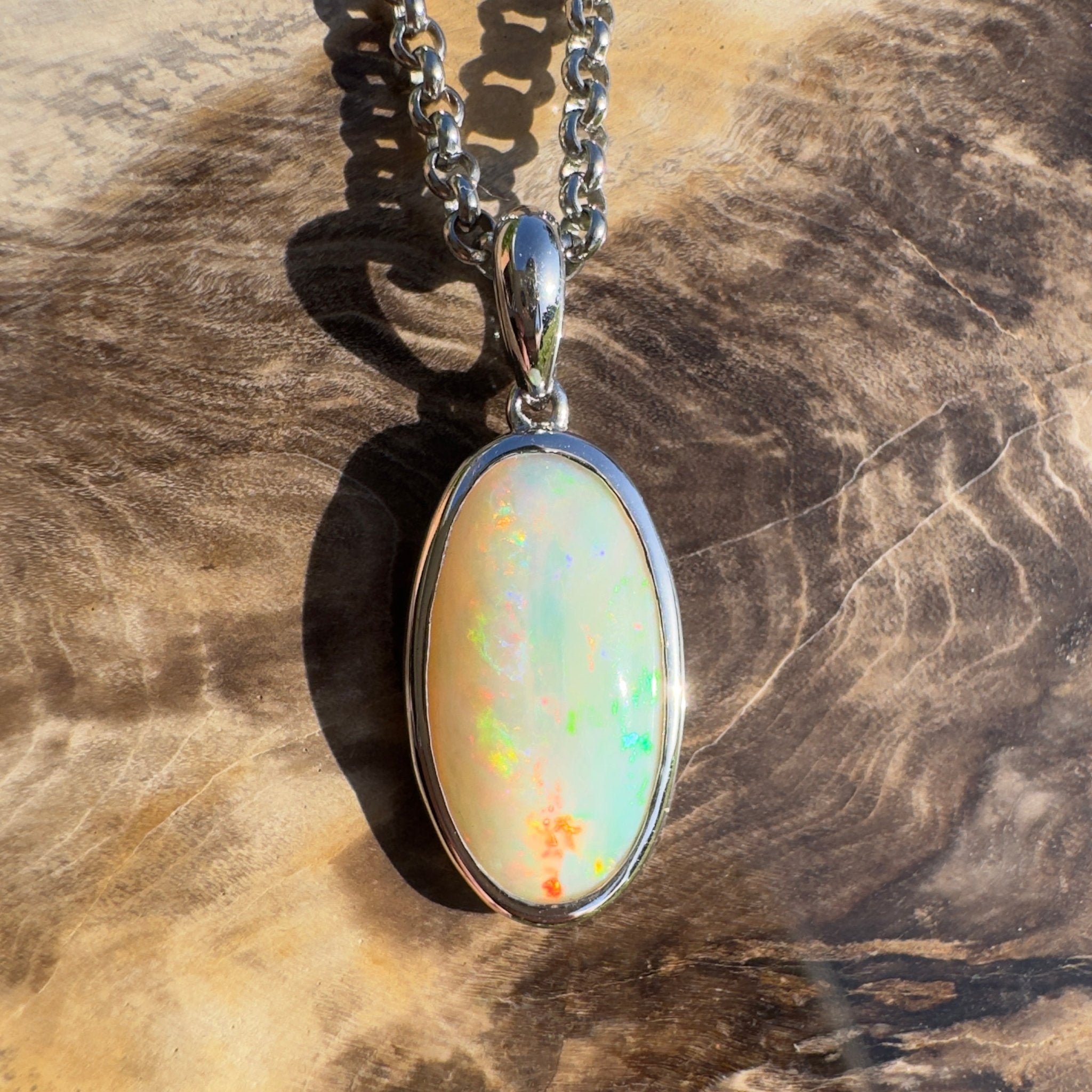 Cape Tribulation Colourfall ~ 4ct Coober Pedy Opal 925 Silver Pendant