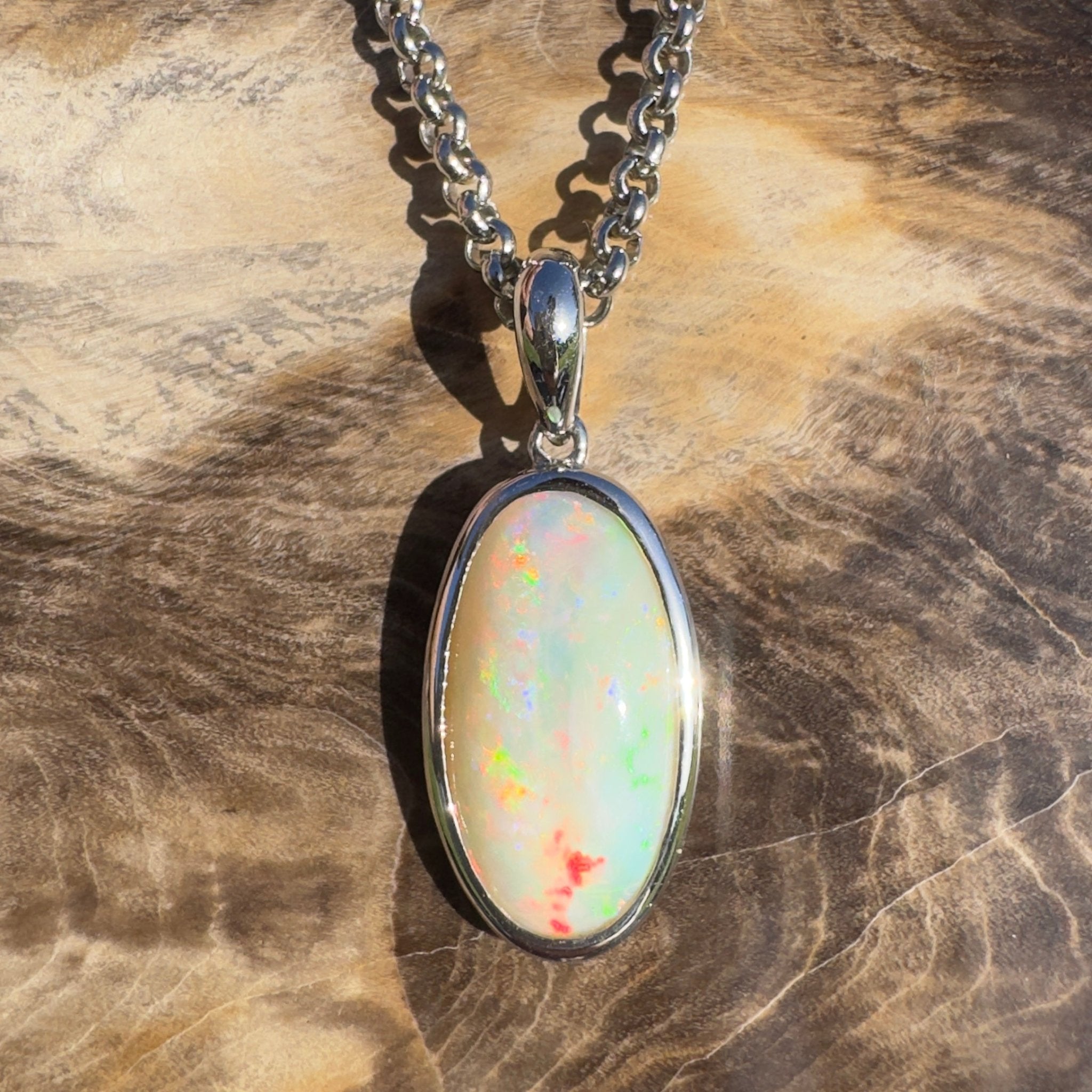 Cape Tribulation Colourfall ~ 4ct Coober Pedy Opal 925 Silver Pendant