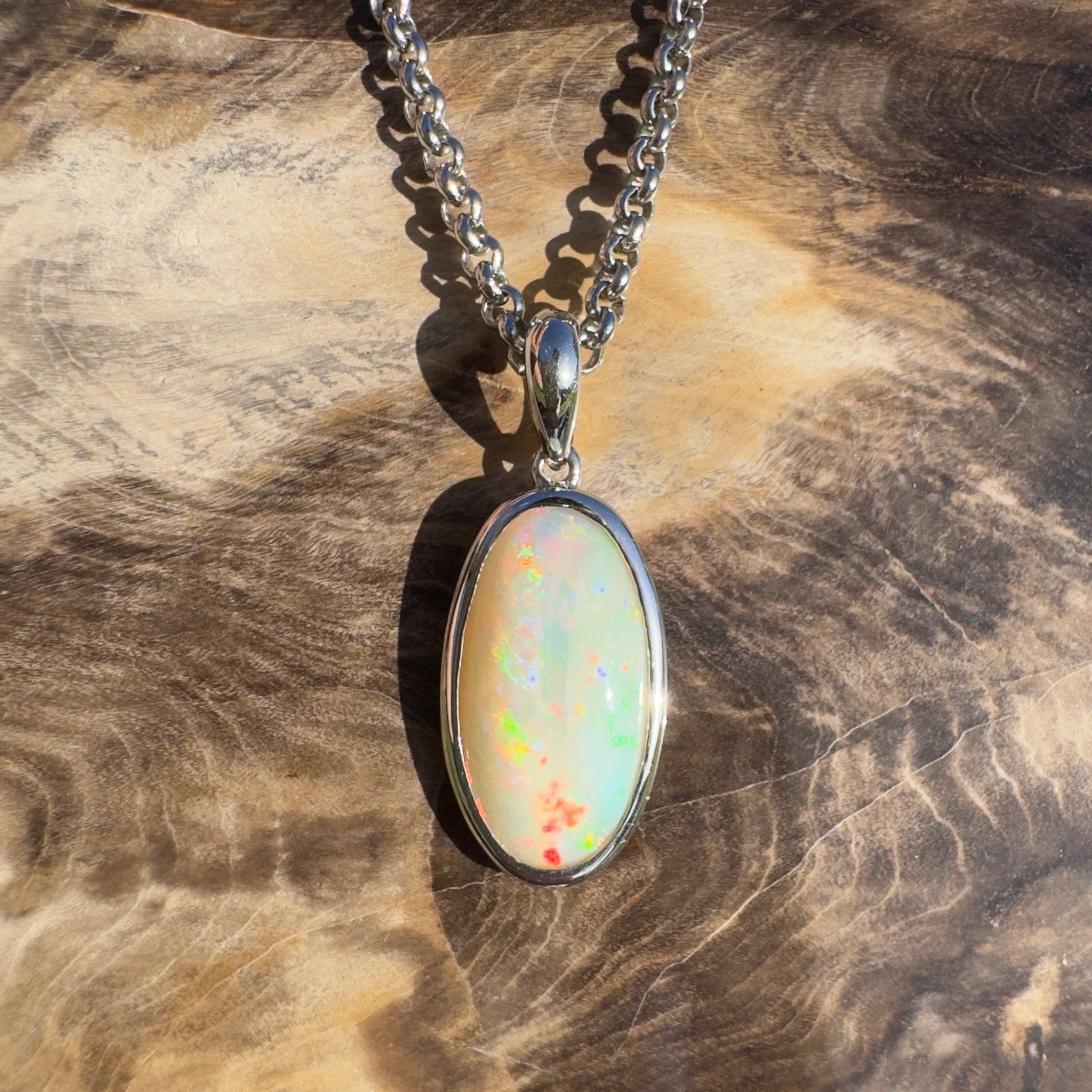 Cape Tribulation Colourfall ~ 4ct Coober Pedy Opal 925 Silver Pendant