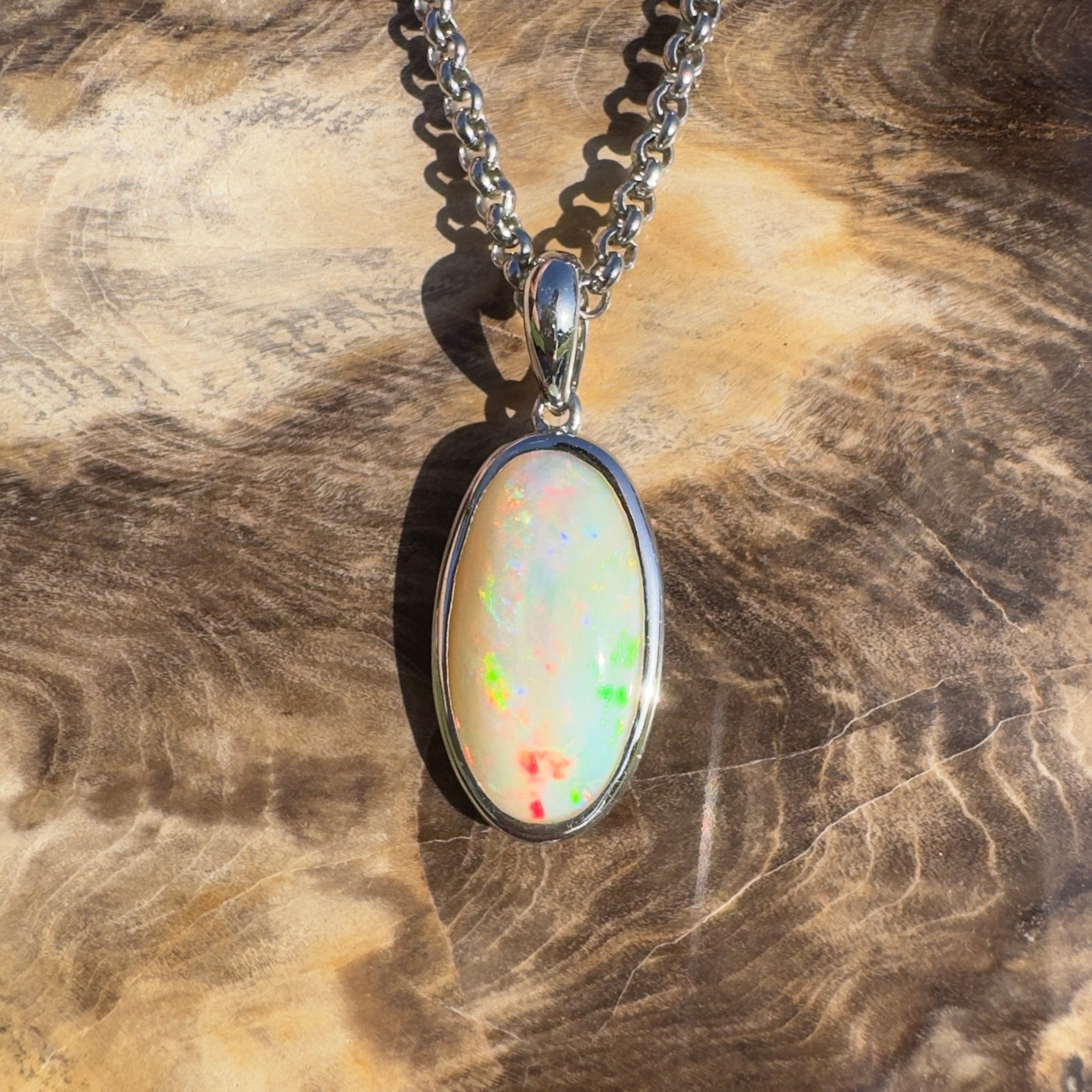 Cape Tribulation Colourfall ~ 4ct Coober Pedy Opal 925 Silver Pendant