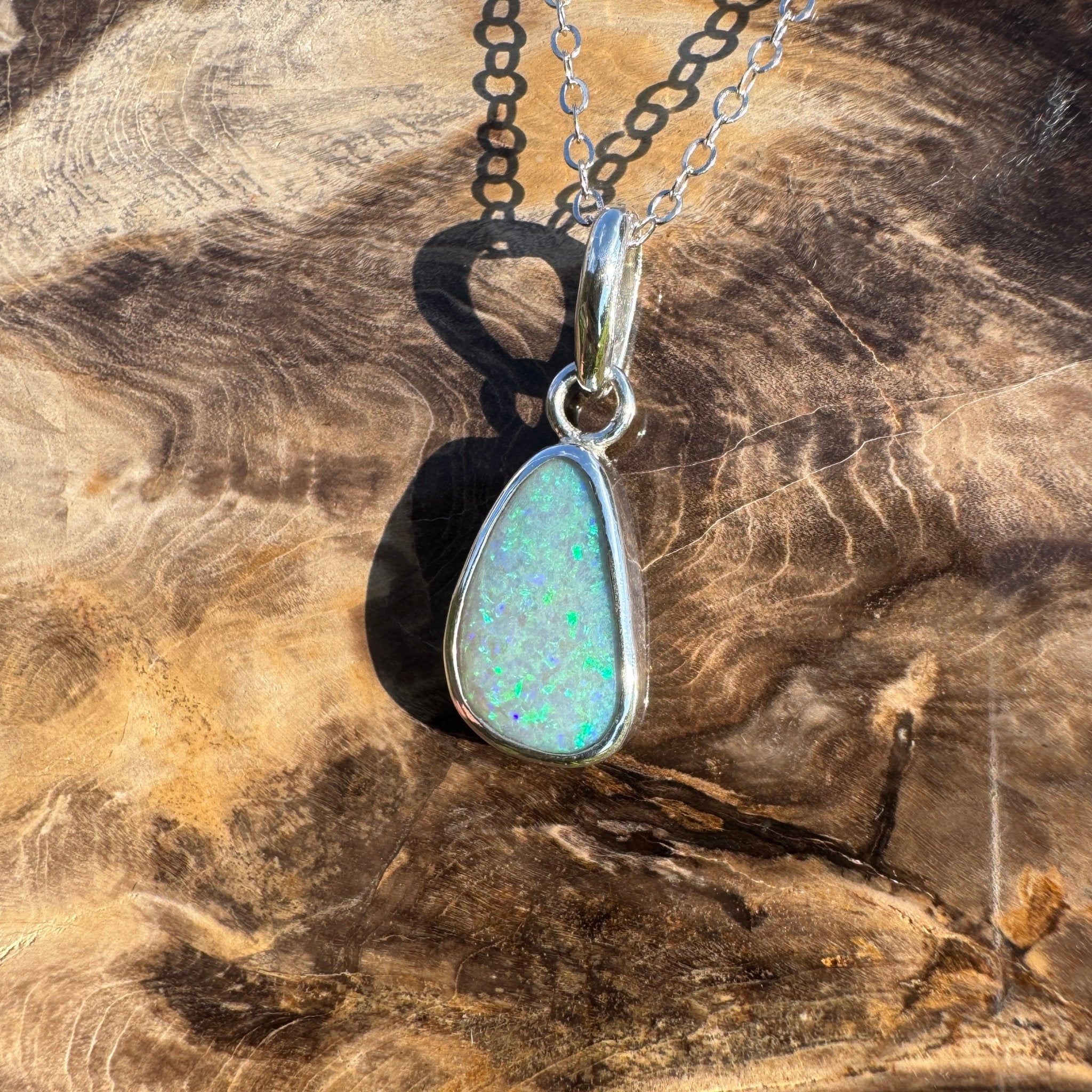 Cape Woolamai Waves – 2.8ct Solid Lightning Ridge Opal 925 Sterling Silver Pendant Necklace