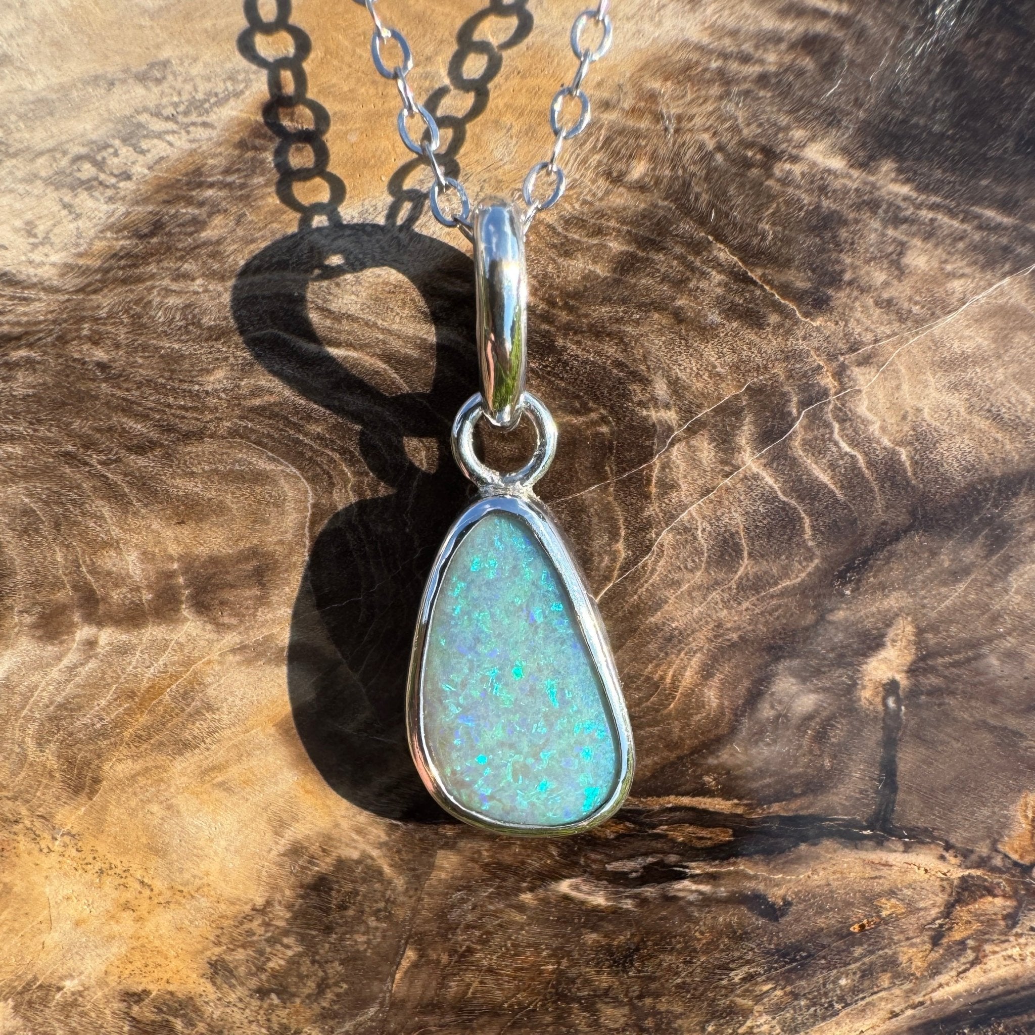 Cape Woolamai Waves – 2.8ct Solid Lightning Ridge Opal 925 Sterling Silver Pendant Necklace