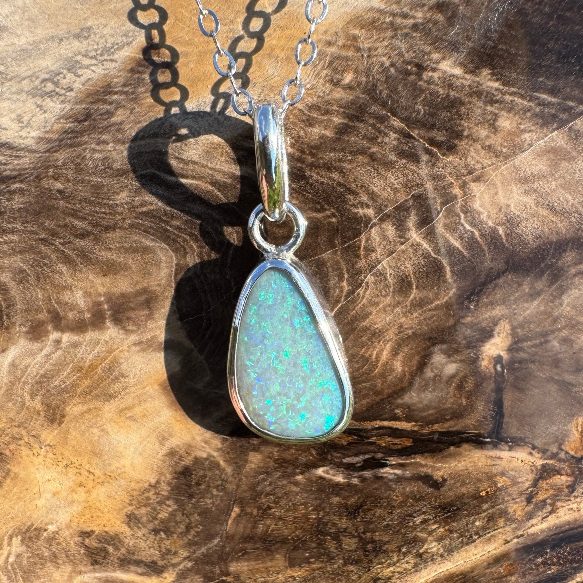 Cape Woolamai Waves – 2.8ct Solid Lightning Ridge Opal 925 Sterling Silver Pendant Necklace