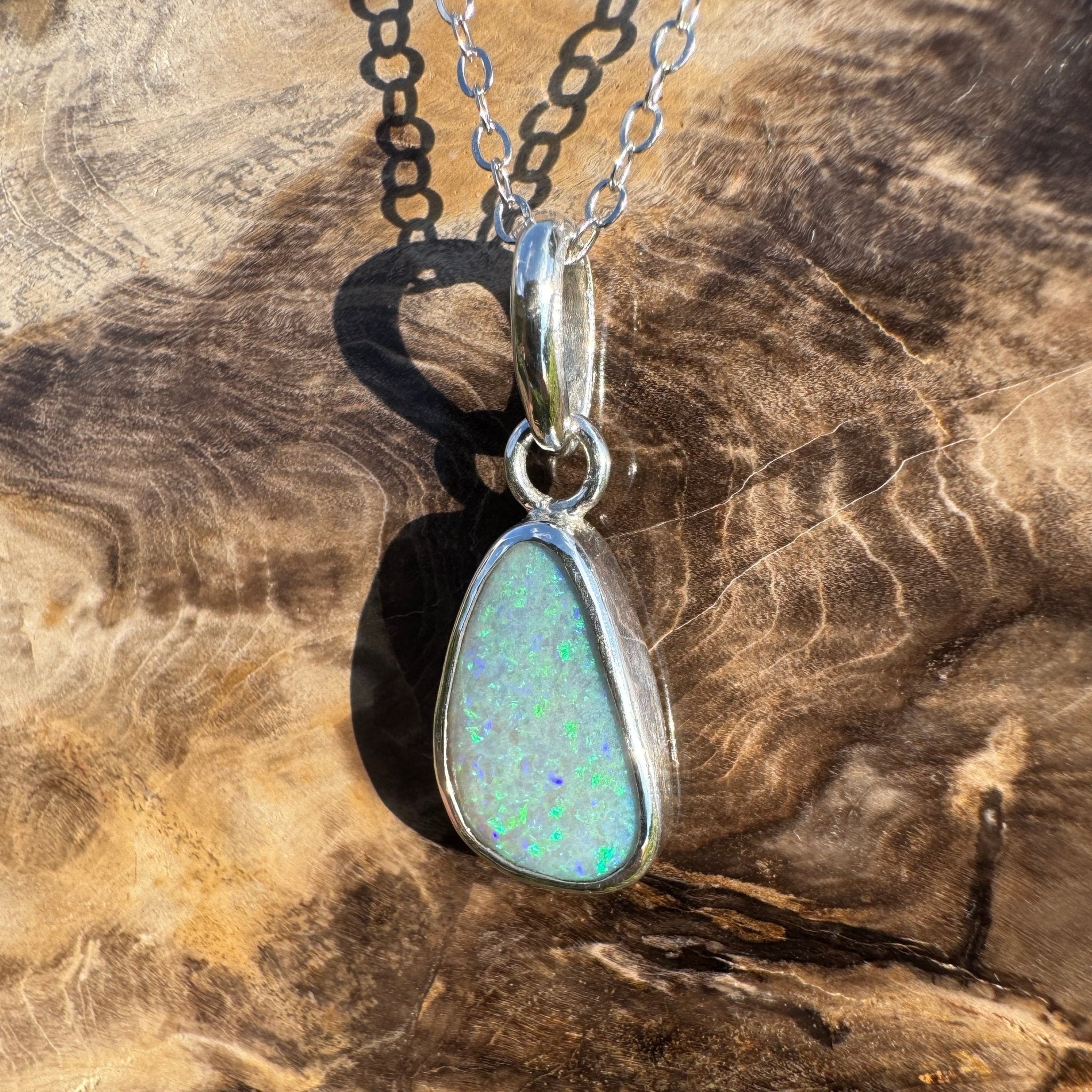 Cape Woolamai Waves – 2.8ct Solid Lightning Ridge Opal 925 Sterling Silver Pendant Necklace