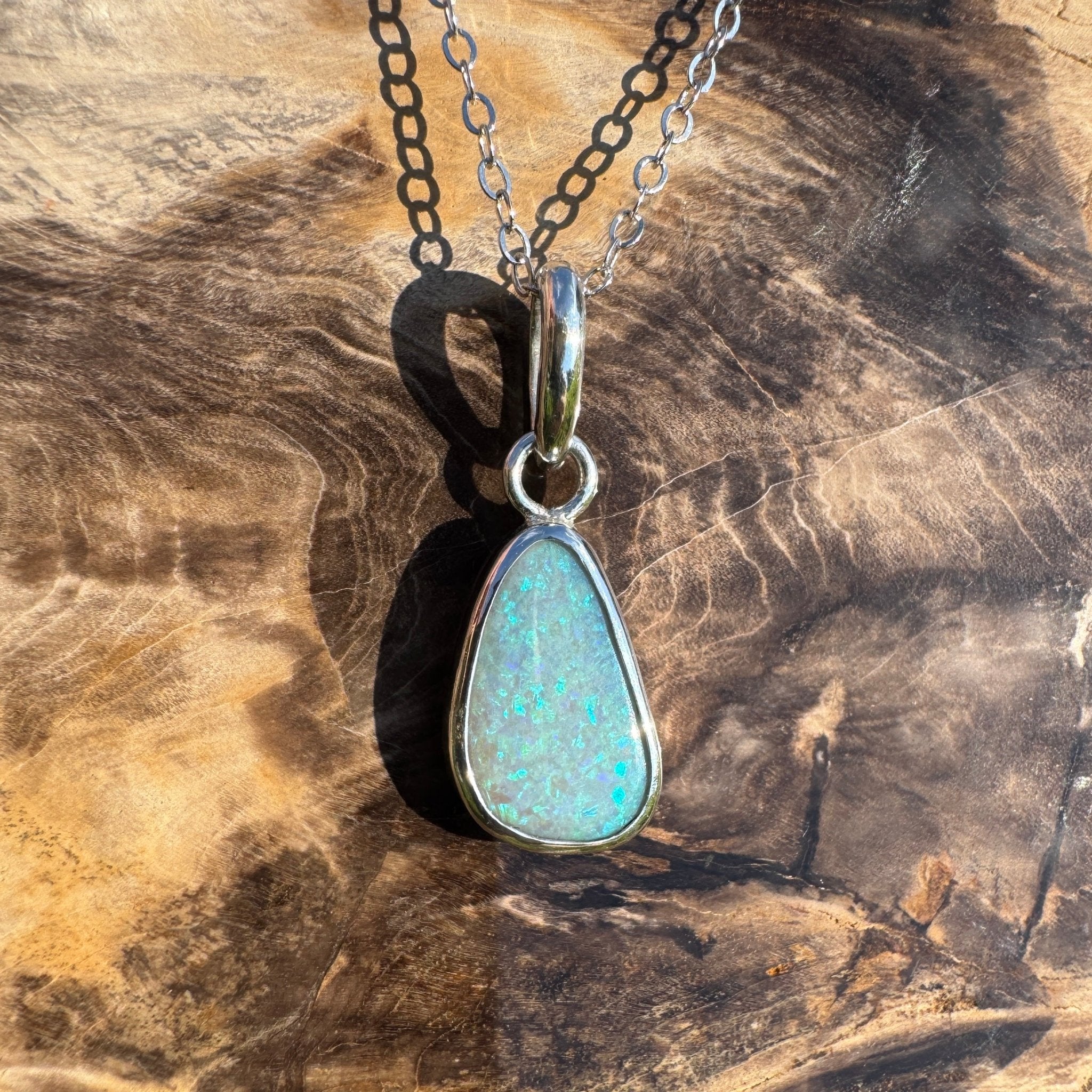 Cape Woolamai Waves – 2.8ct Solid Lightning Ridge Opal 925 Sterling Silver Pendant Necklace