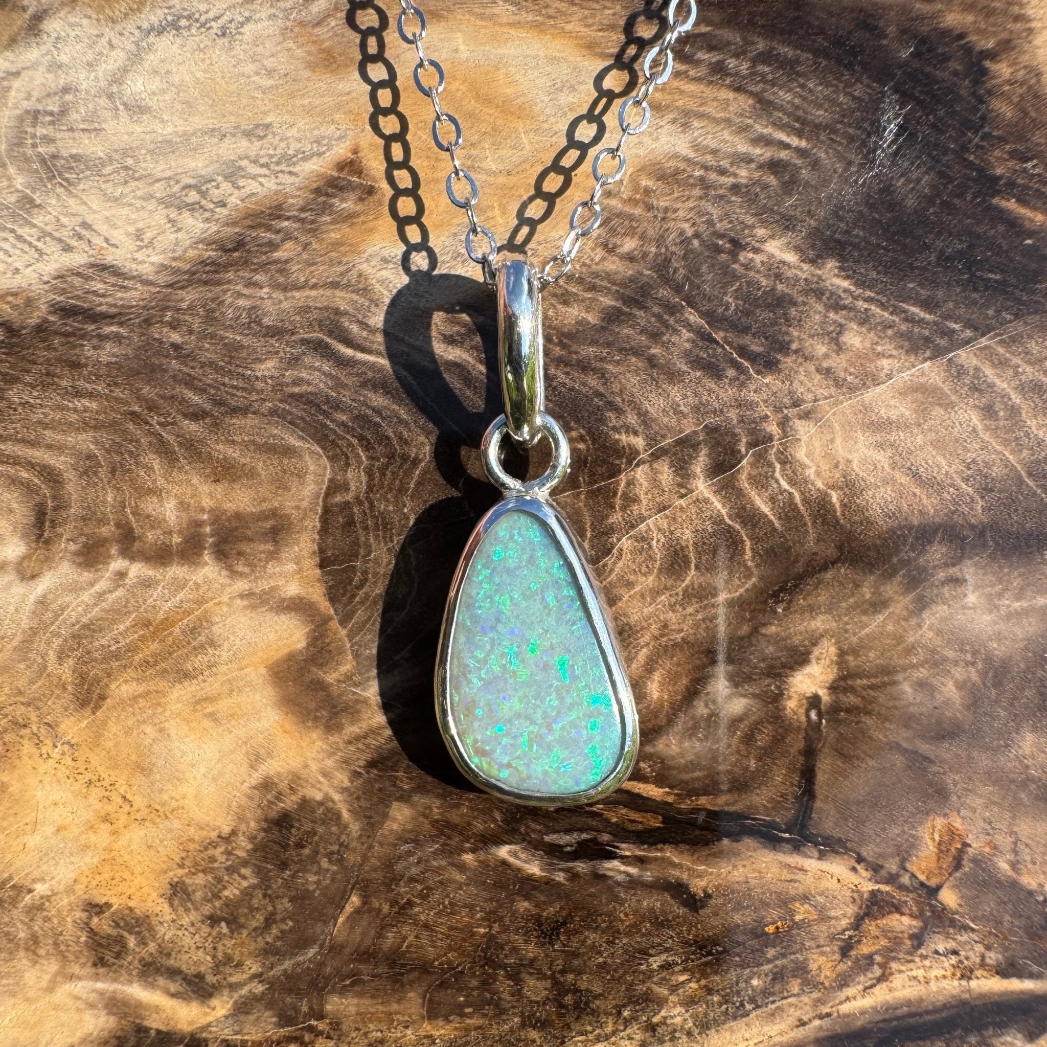 Cape Woolamai Waves – 2.8ct Solid Lightning Ridge Opal 925 Sterling Silver Pendant Necklace