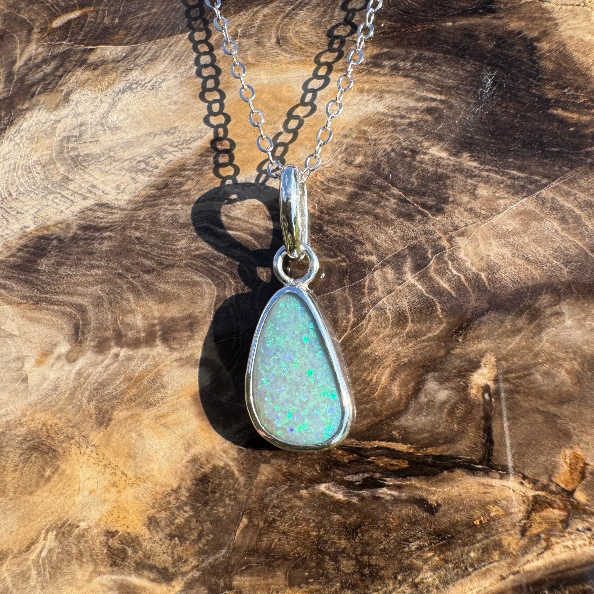 Cape Woolamai Waves – 2.8ct Solid Lightning Ridge Opal 925 Sterling Silver Pendant Necklace