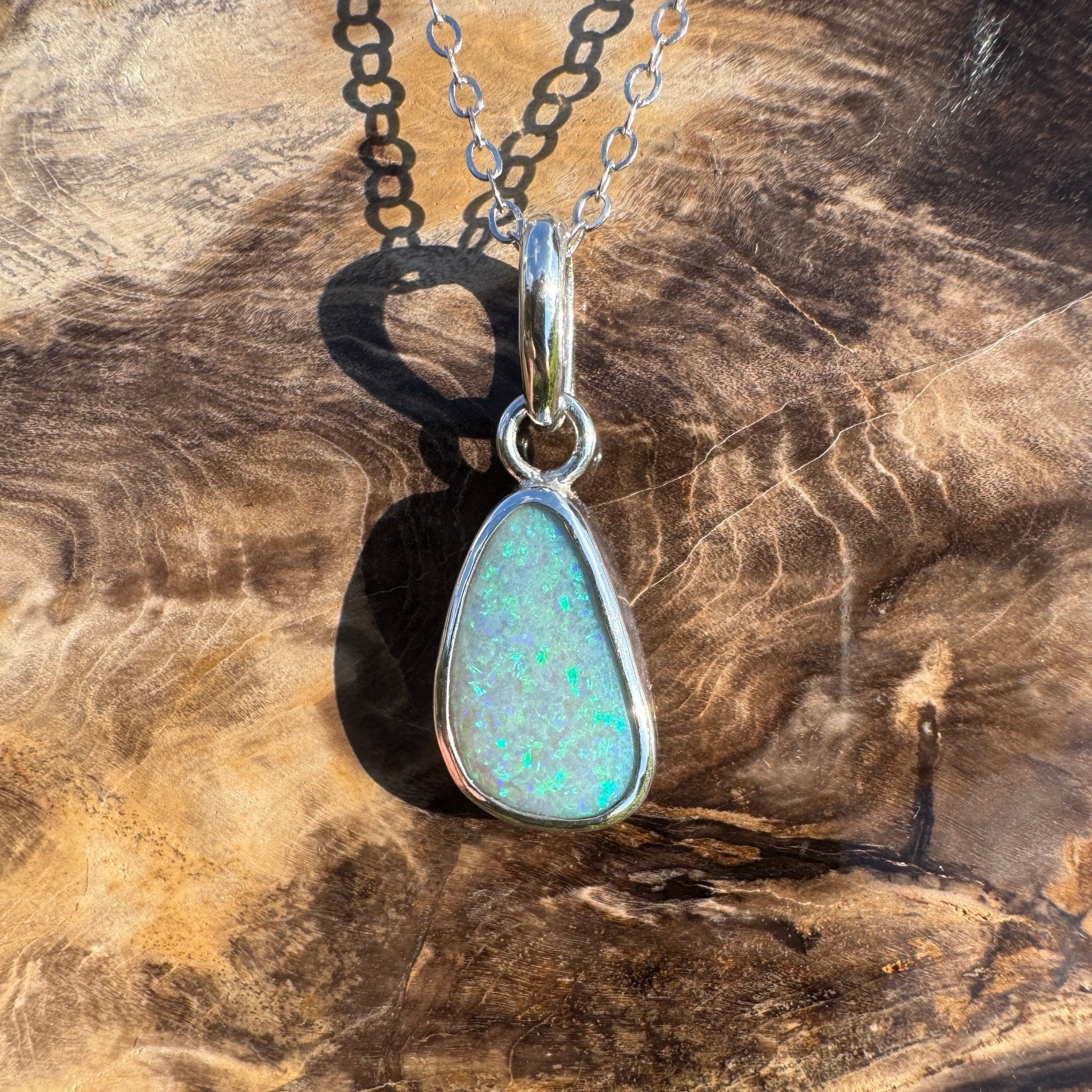 Cape Woolamai Waves – 2.8ct Solid Lightning Ridge Opal 925 Sterling Silver Pendant Necklace