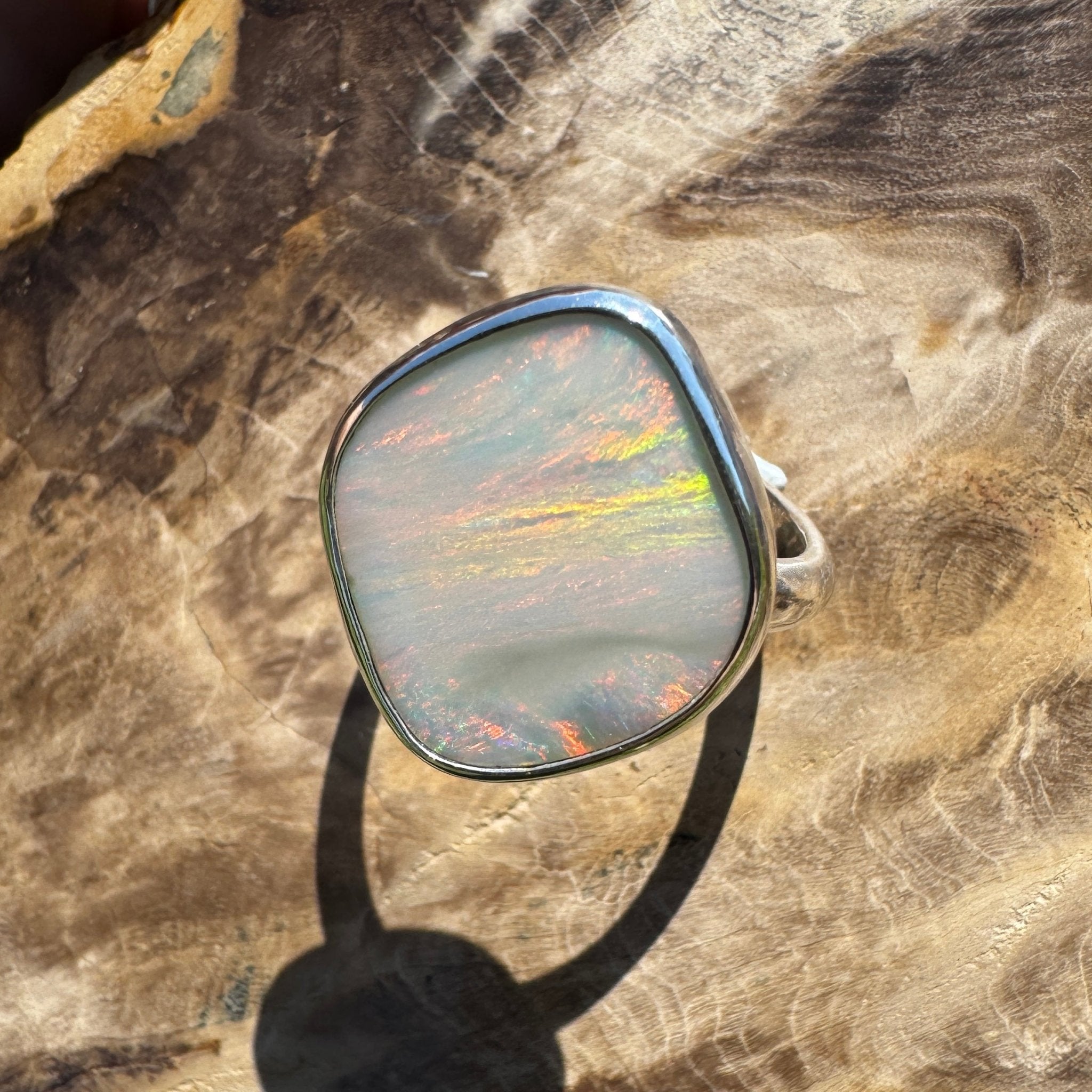 Cape York Blaze ~ 4.4ct Lightning Ridge Solid Opal 925 Silver Ring