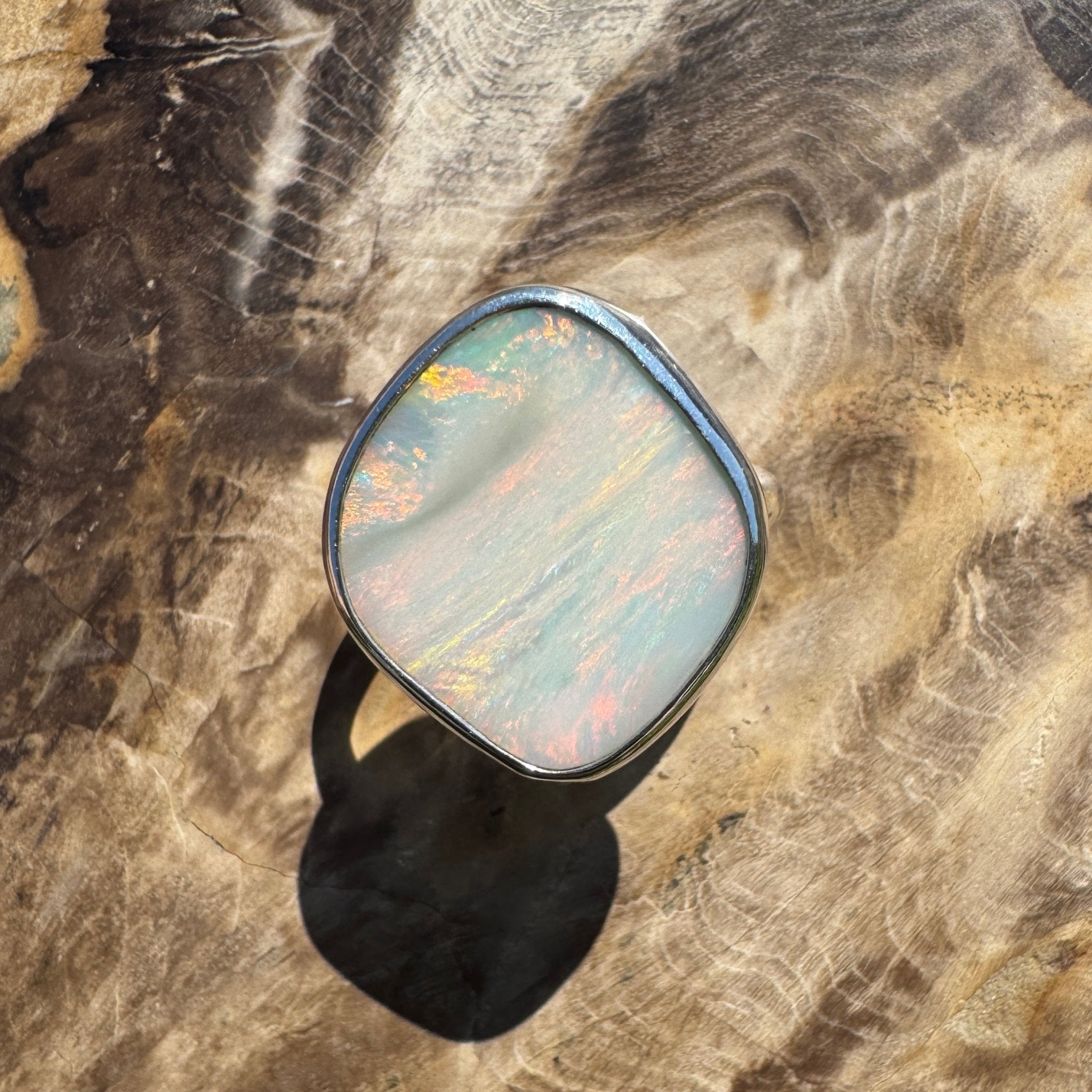 Cape York Blaze ~ 4.4ct Lightning Ridge Solid Opal 925 Silver Ring