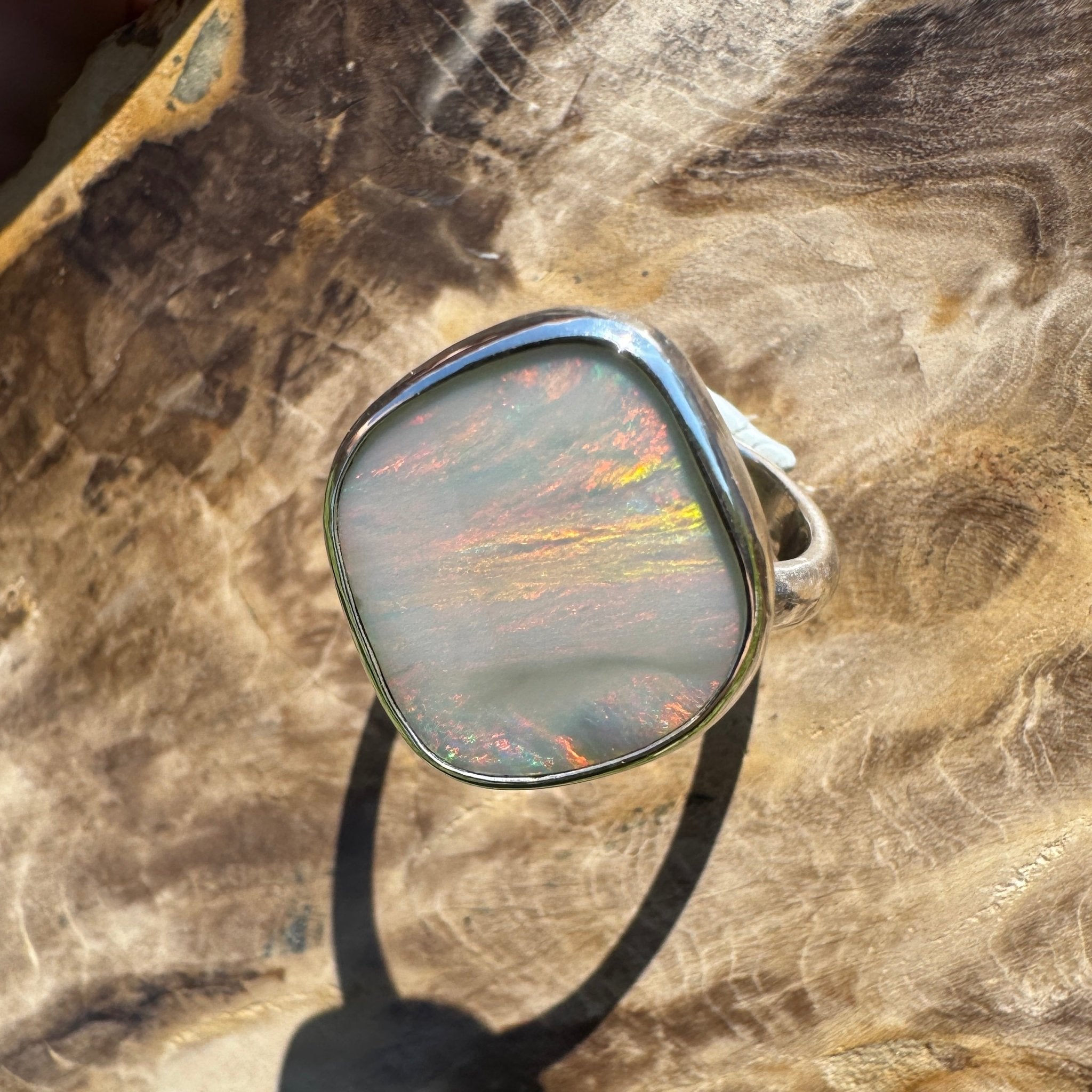 Cape York Blaze ~ 4.4ct Lightning Ridge Solid Opal 925 Silver Ring