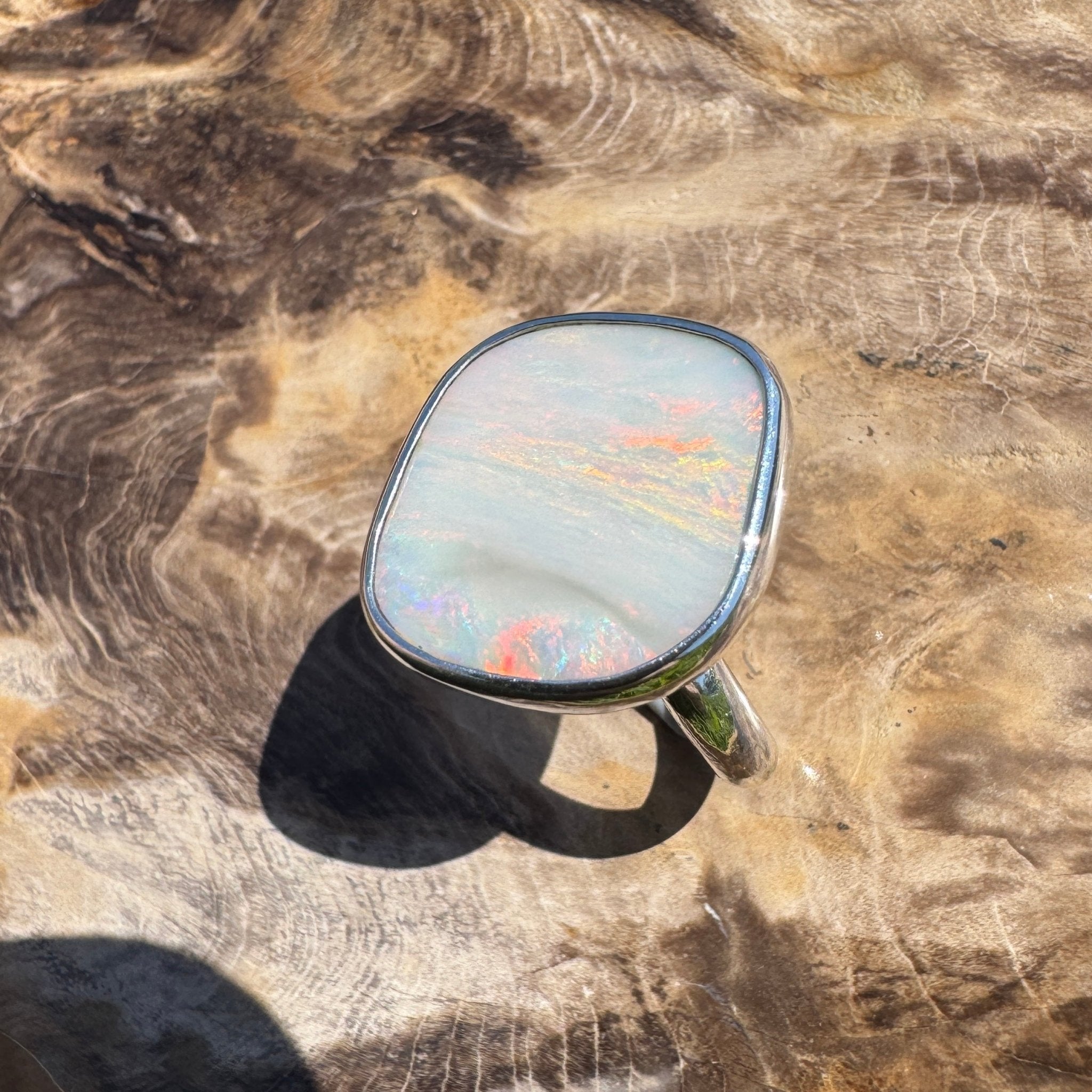 Cape York Blaze ~ 4.4ct Lightning Ridge Solid Opal 925 Silver Ring