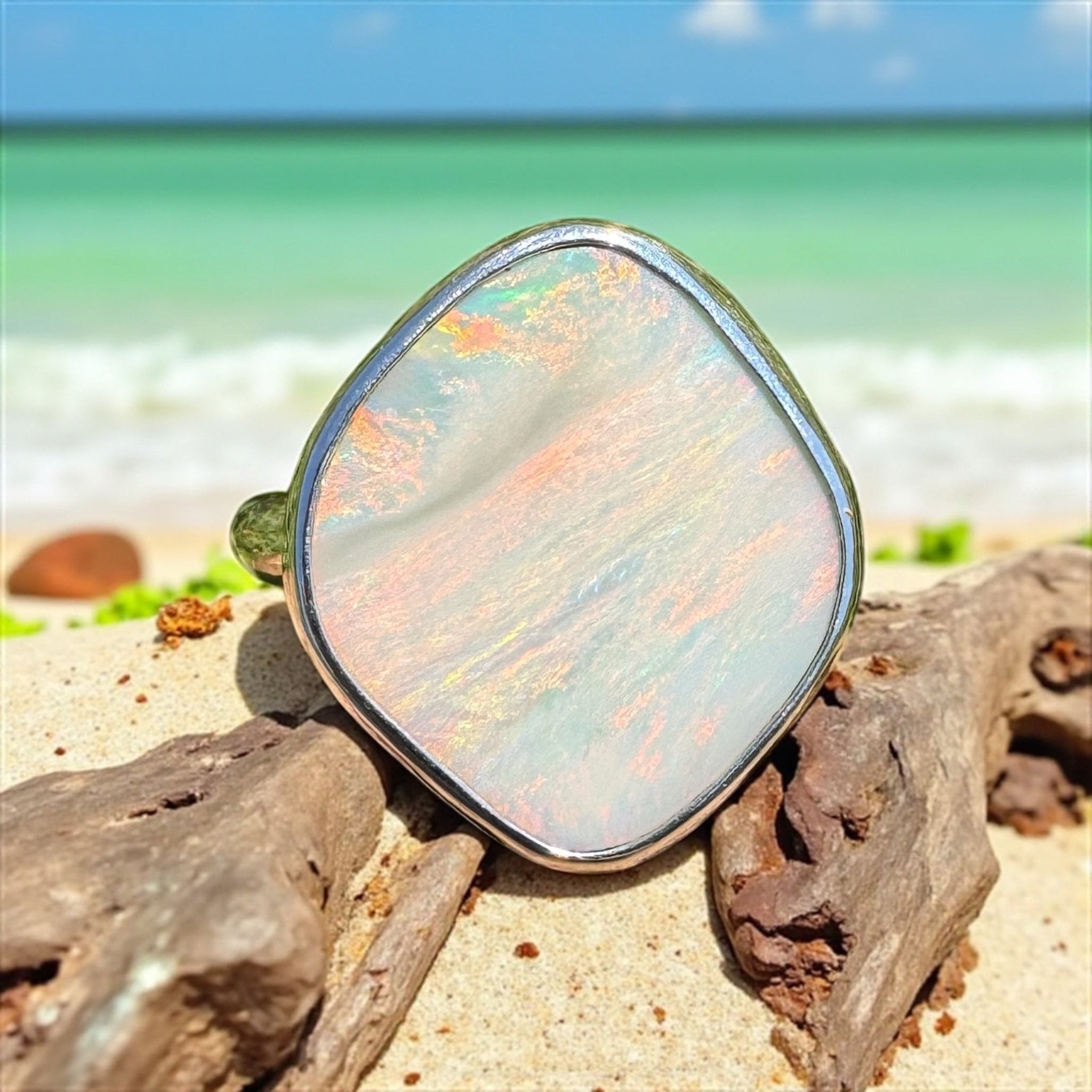 Cape York Blaze ~ 4.4ct Lightning Ridge Solid Opal 925 Silver Ring