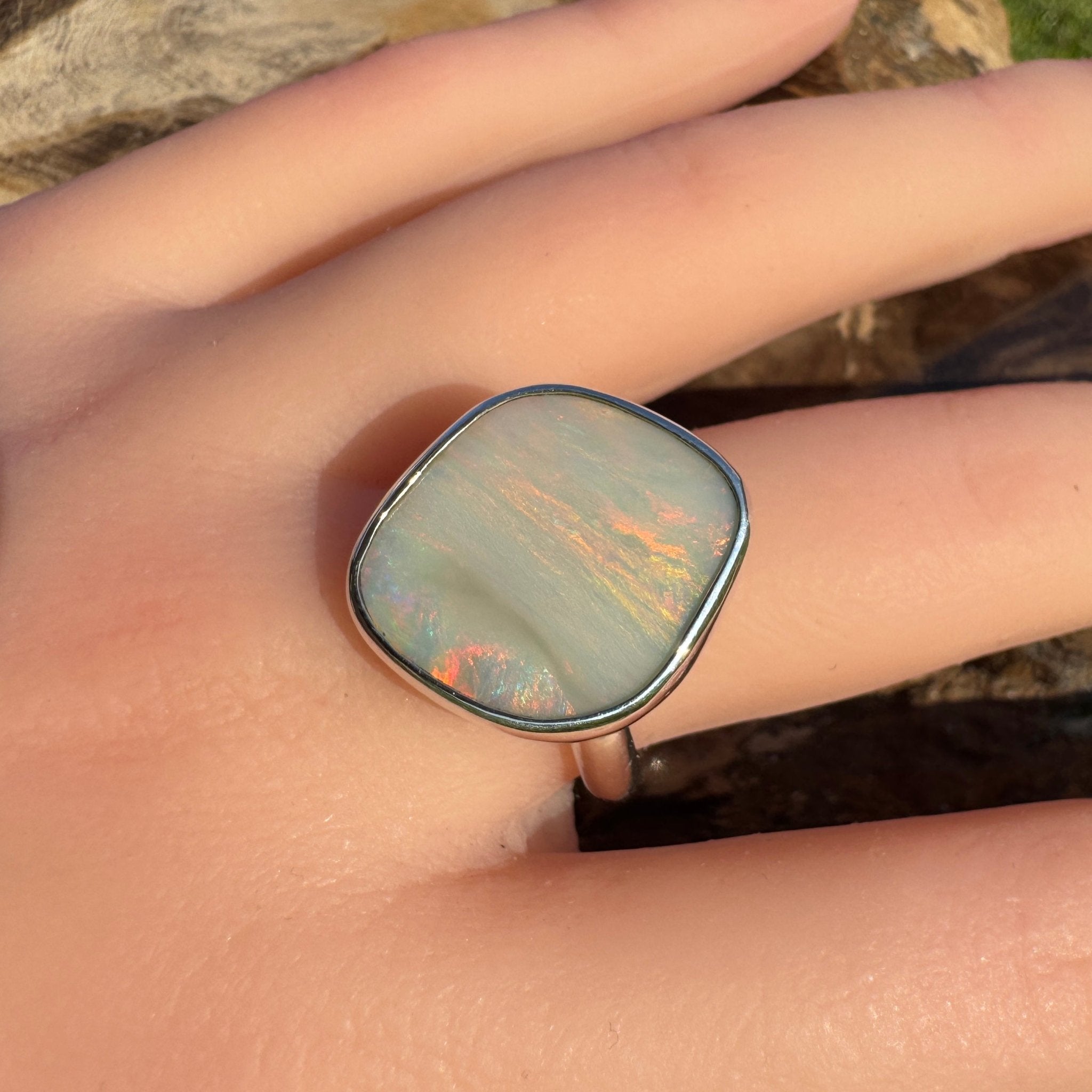 Cape York Blaze ~ 4.4ct Lightning Ridge Solid Opal 925 Silver Ring
