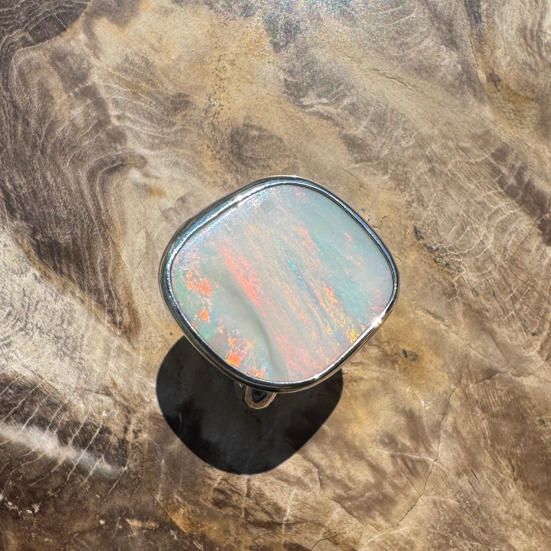 Cape York Blaze ~ 4.4ct Lightning Ridge Solid Opal 925 Silver Ring