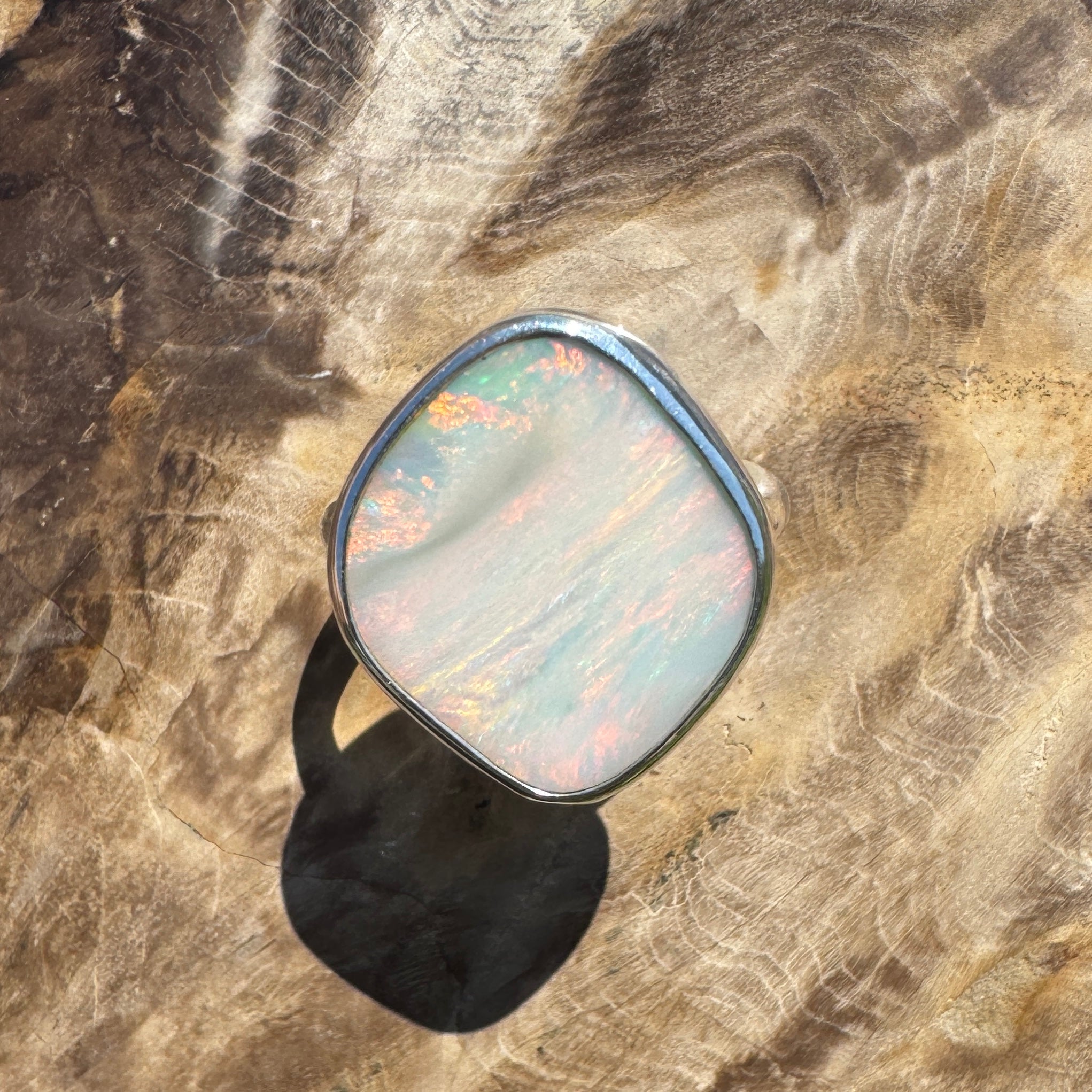 Cape York Blaze ~ 4.4ct Lightning Ridge Solid Opal 925 Silver Ring