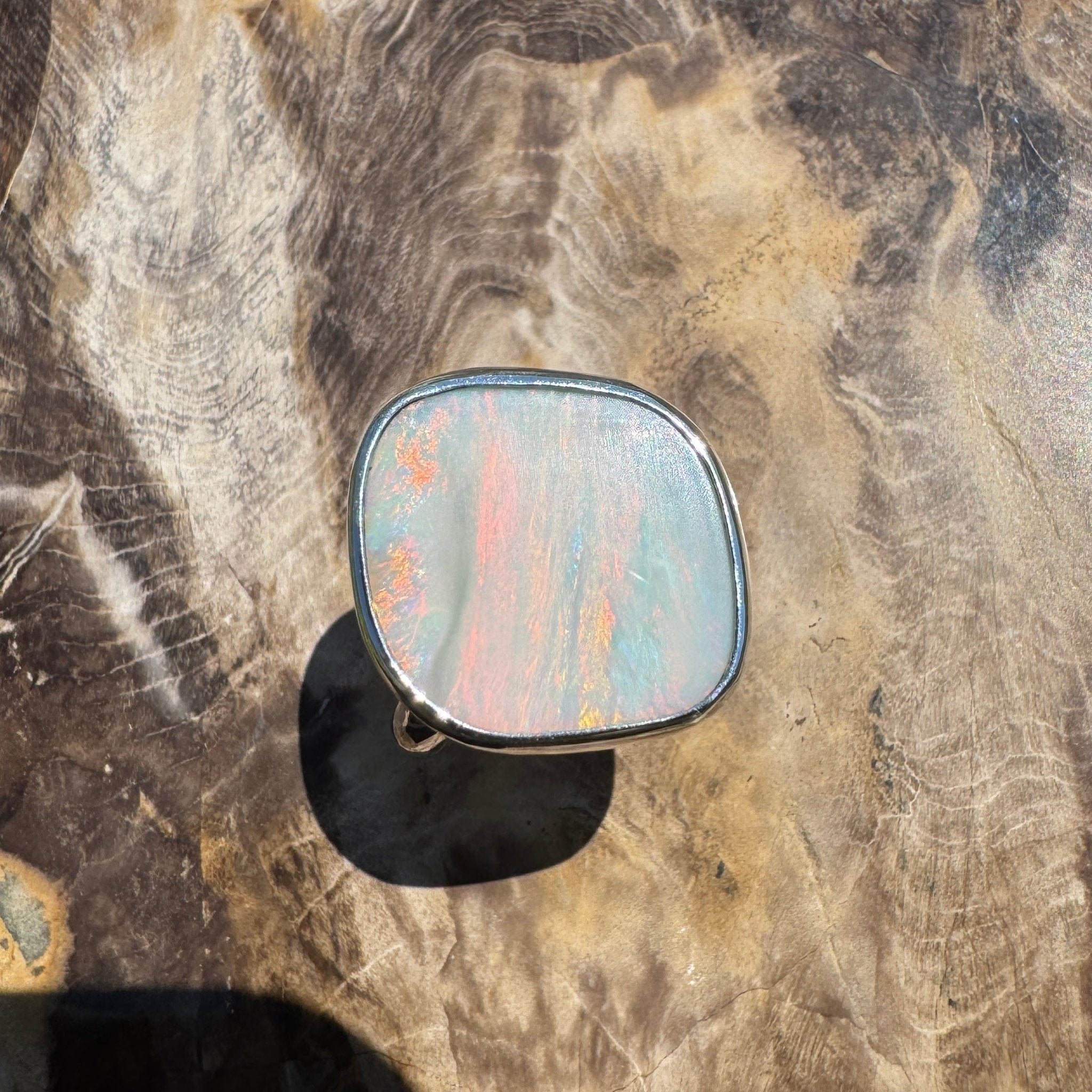 Cape York Blaze ~ 4.4ct Lightning Ridge Solid Opal 925 Silver Ring