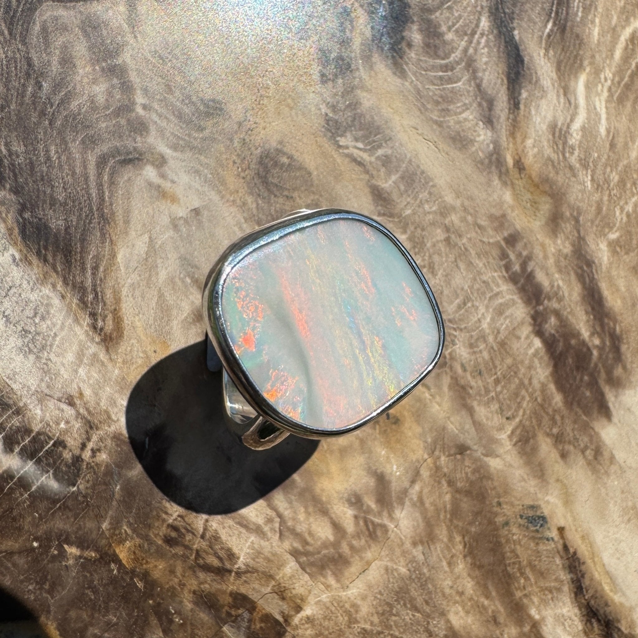 Cape York Blaze ~ 4.4ct Lightning Ridge Solid Opal 925 Silver Ring