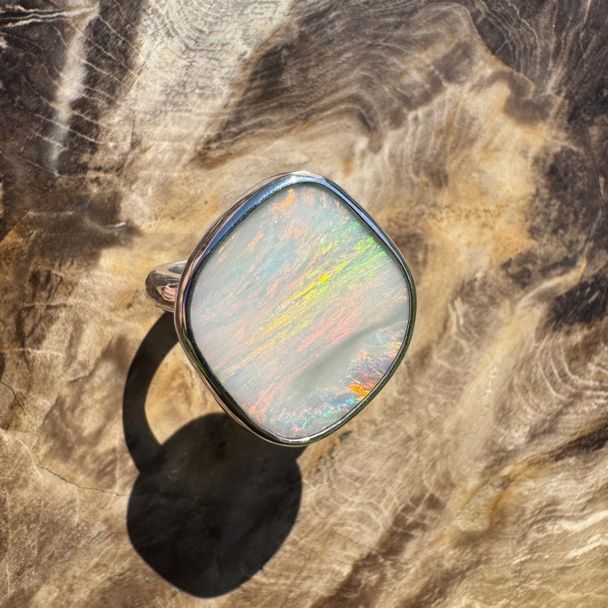 Cape York Blaze ~ 4.4ct Lightning Ridge Solid Opal 925 Silver Ring